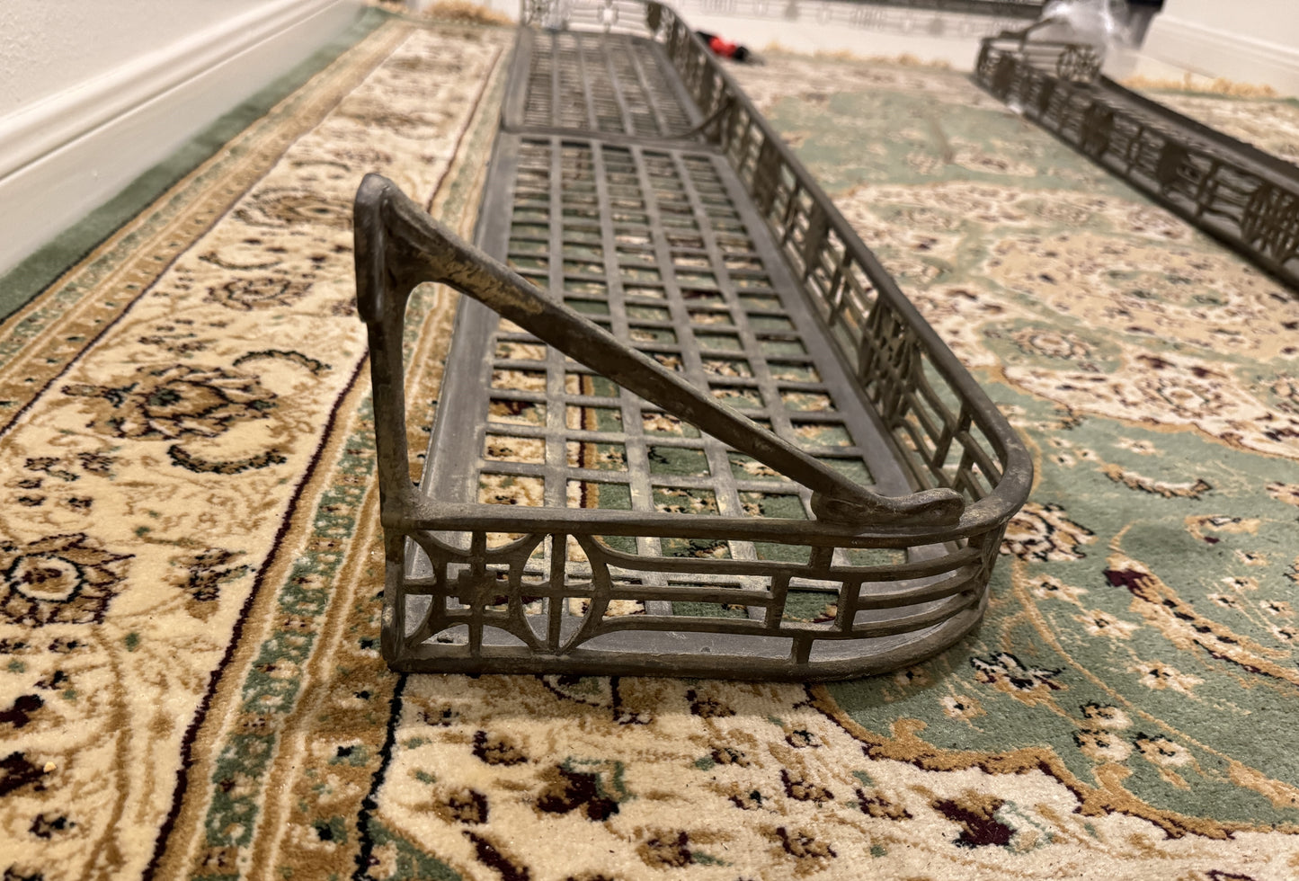 Vintage Railway Train Luggage Rack Shelving Brass/Metal - Length 65” x Width 9.9” x Height 7.5”