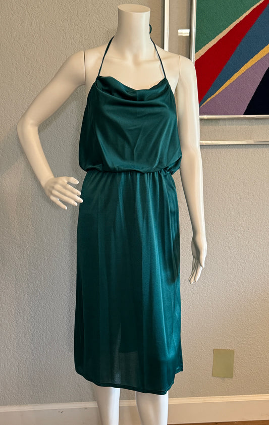 Green Halter XS Dress with White Vest