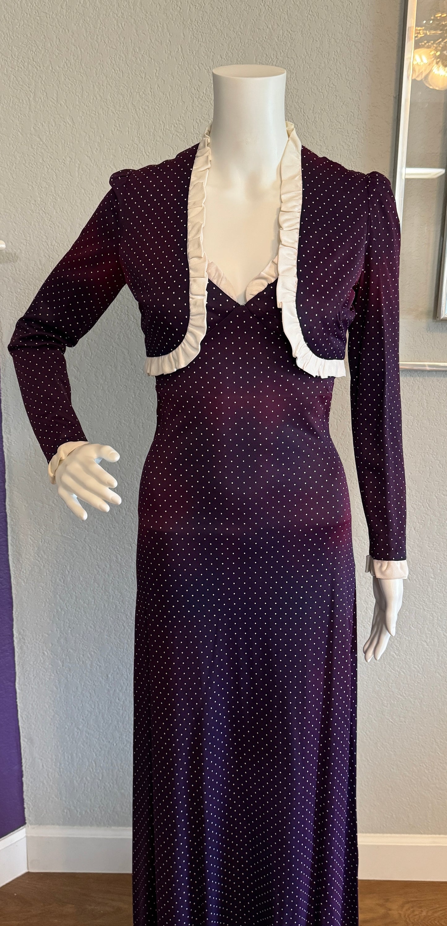 Purple Polka Dot Dress with Matching Jacket - XS - Union Made ILGWL