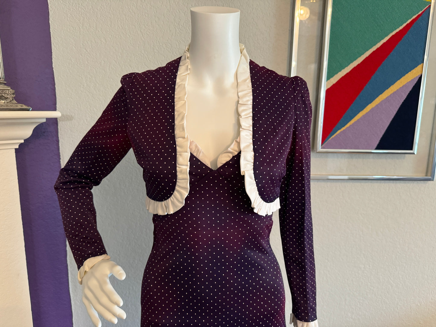 Purple Polka Dot Dress with Matching Jacket - XS - Union Made ILGWL