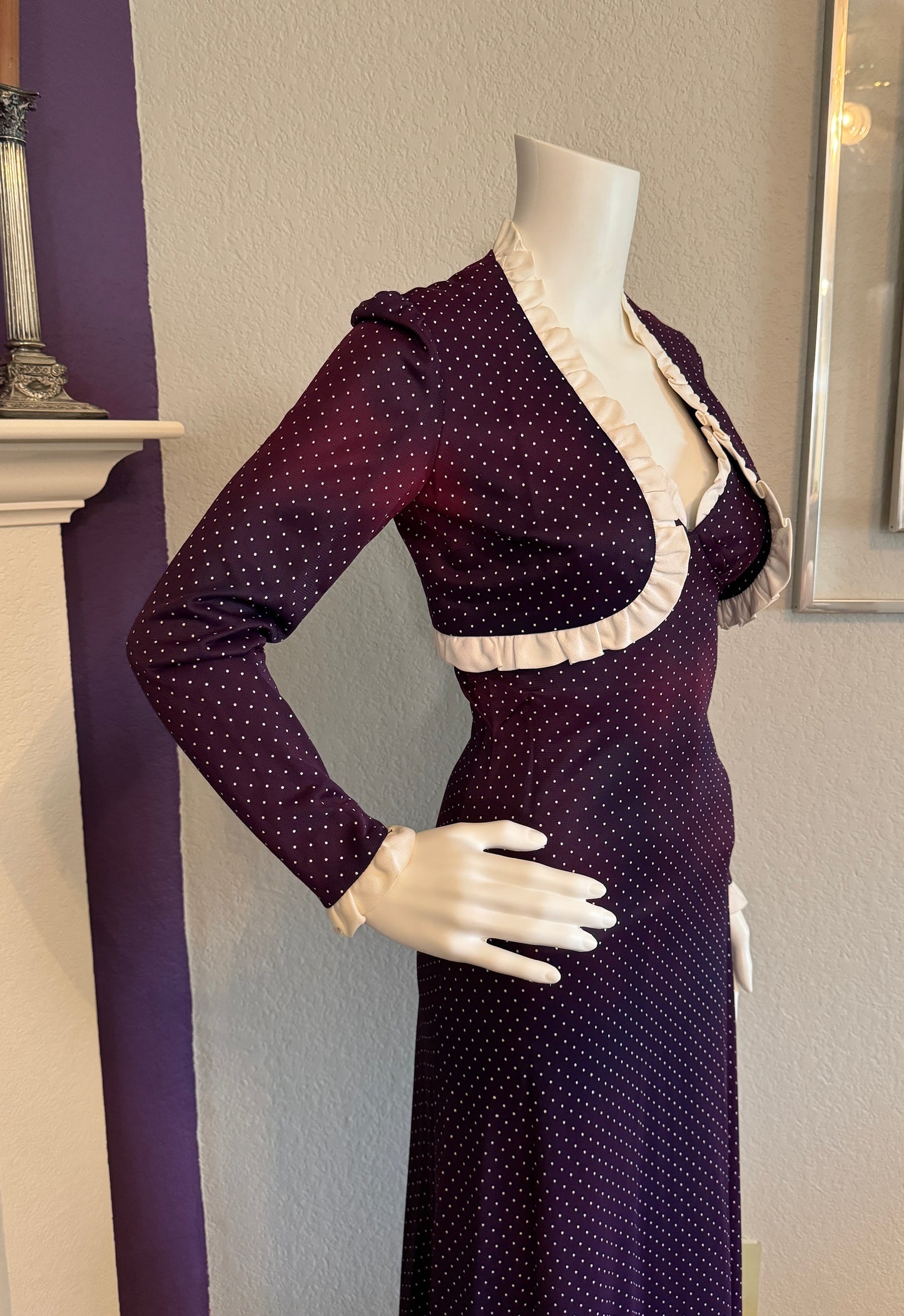 Purple Polka Dot Dress with Matching Jacket - XS - Union Made ILGWL