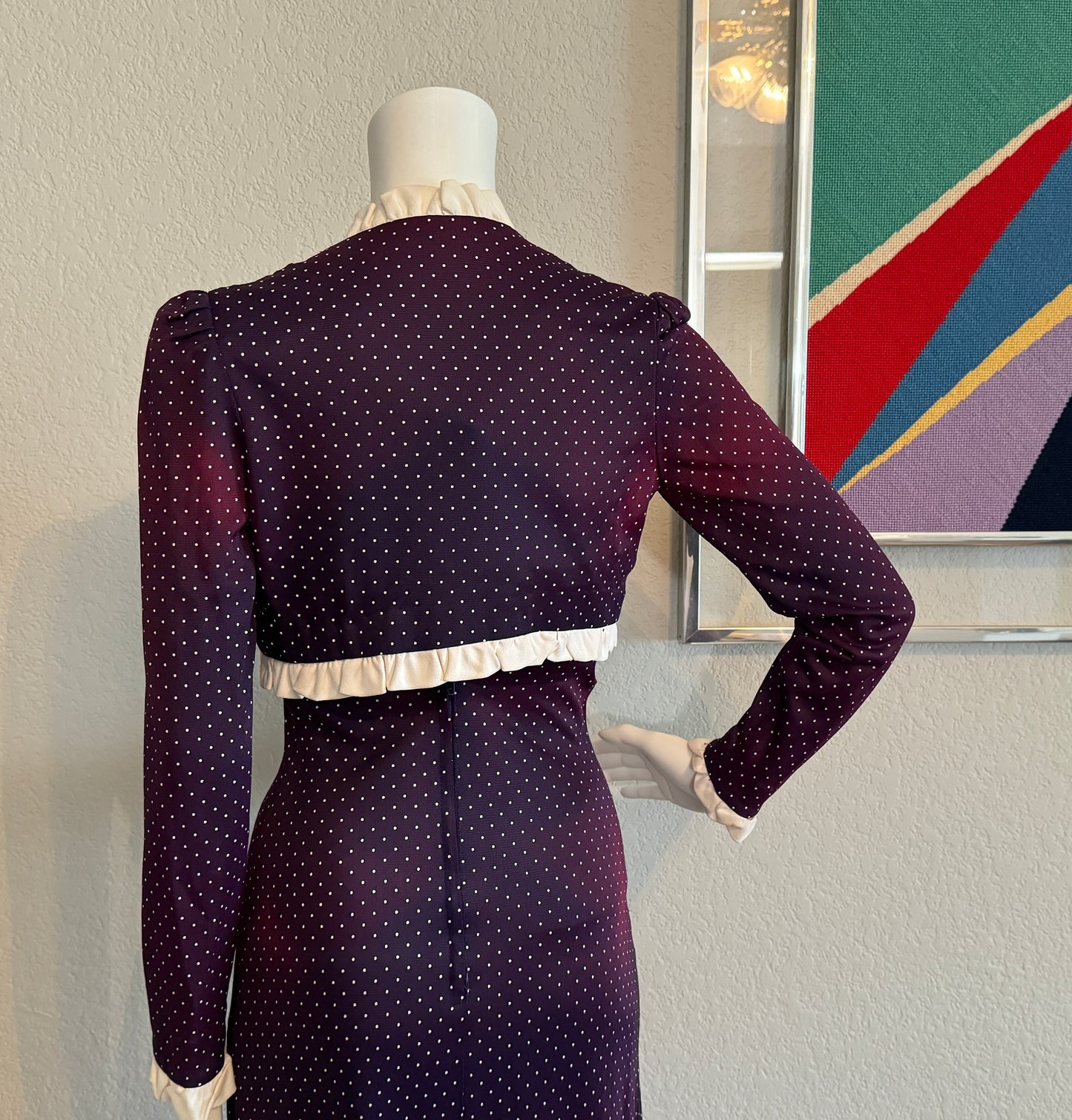 Purple Polka Dot Dress with Matching Jacket - XS - Union Made ILGWL