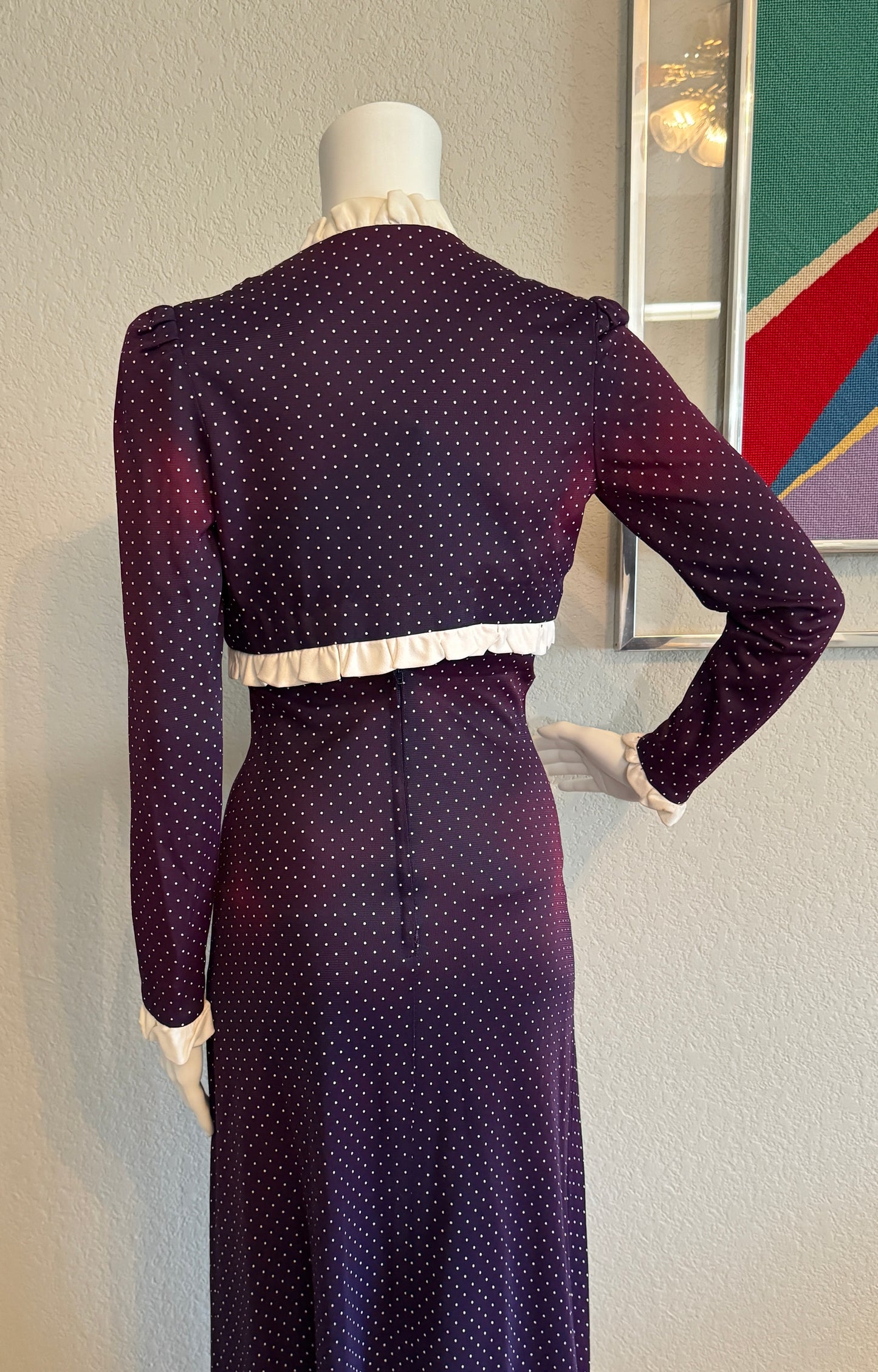 Purple Polka Dot Dress with Matching Jacket - XS - Union Made ILGWL