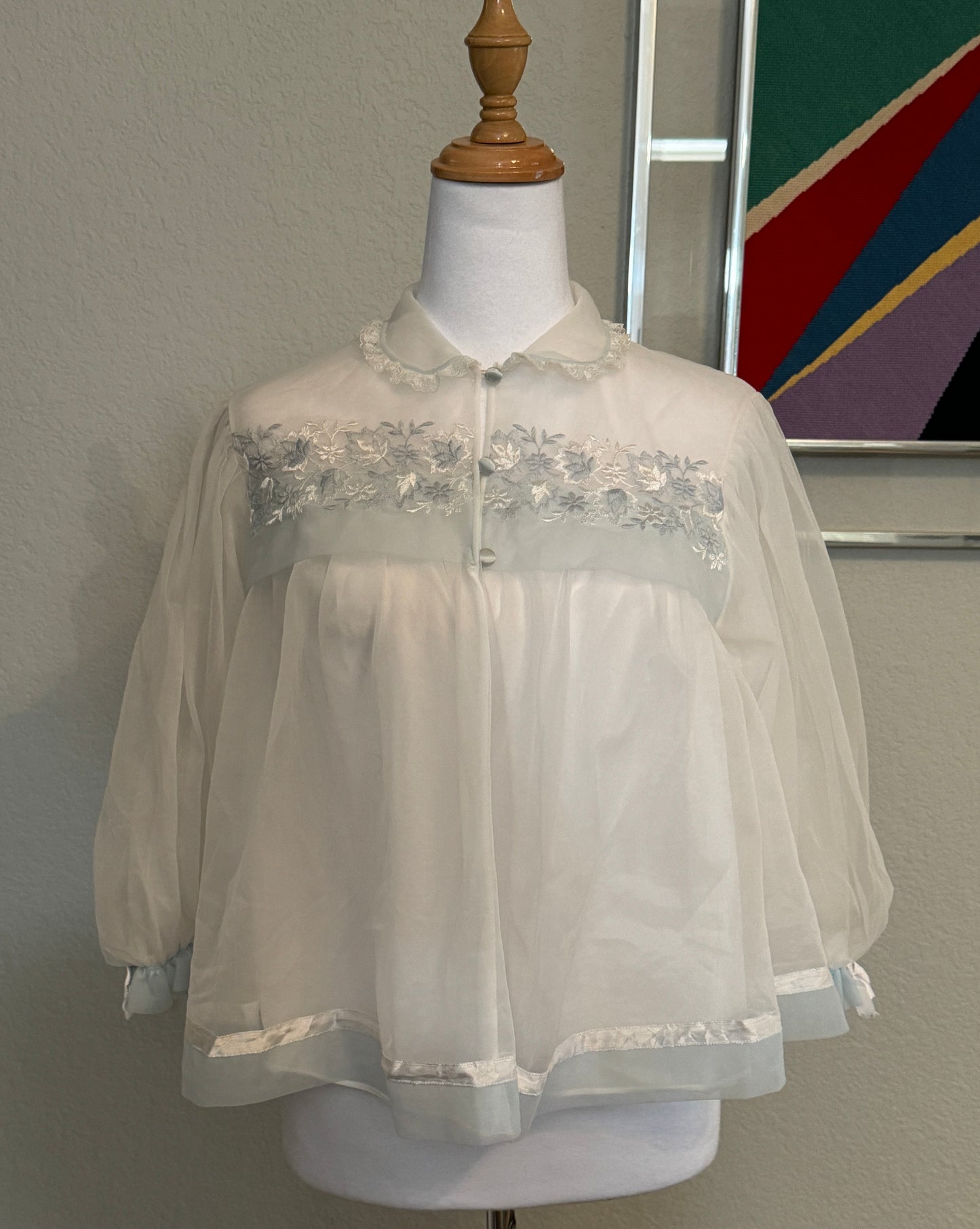 Vintage Night, Pale Blue Bed Jacket (SM / M)