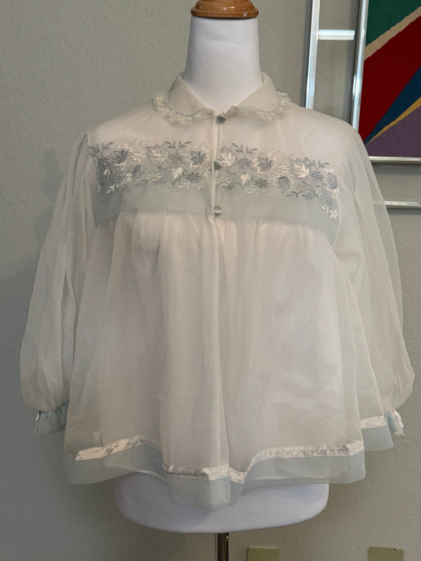 Vintage Night, Pale Blue Bed Jacket (SM / M)