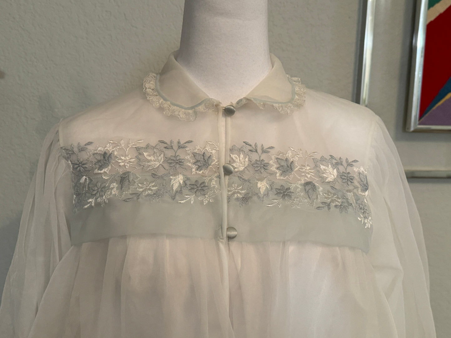 Vintage Night, Pale Blue Bed Jacket (SM / M)