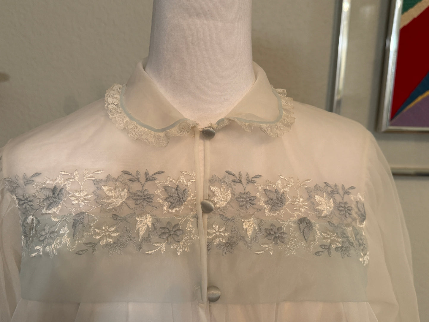 Vintage Night, Pale Blue Bed Jacket (SM / M)