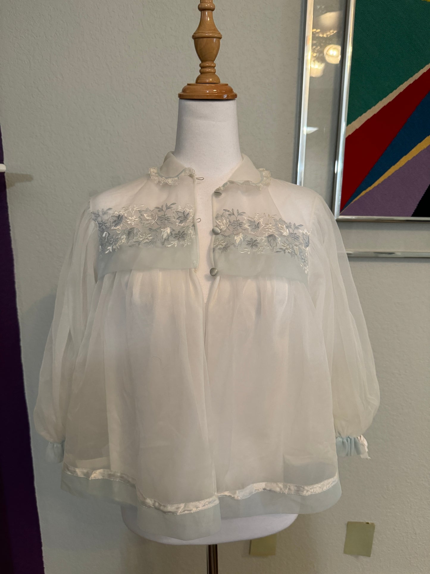 Vintage Night, Pale Blue Bed Jacket (SM / M)