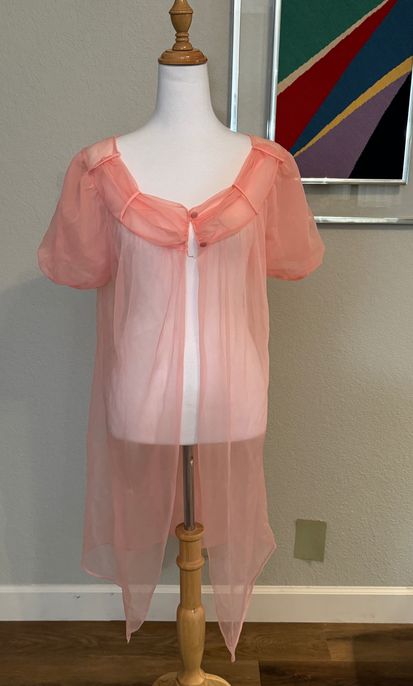 Pink Sheer Nightgown, Bed Jacket - Sears - Size 34" - 38"