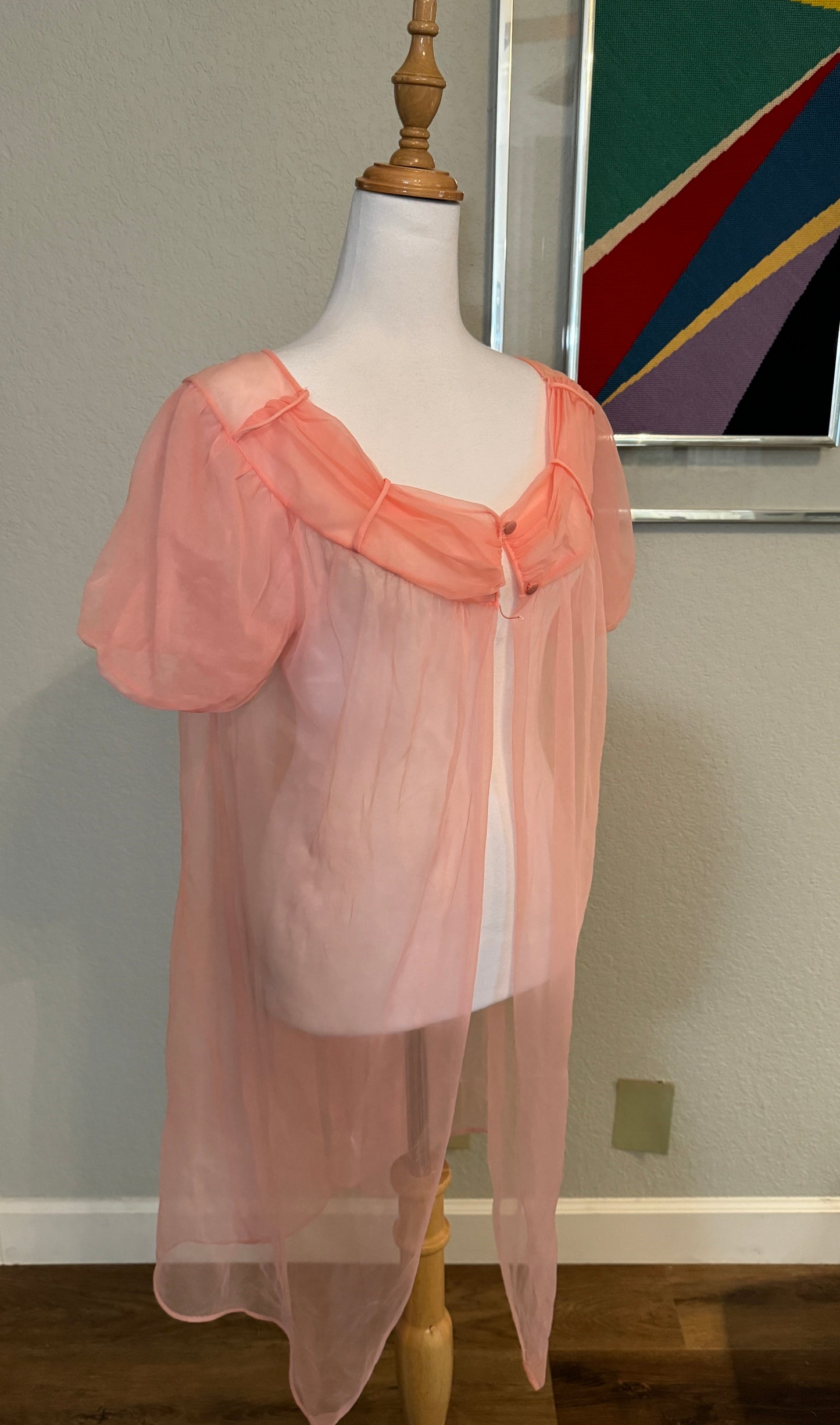 Pink Sheer Nightgown, Bed Jacket - Sears - Size 34" - 38"