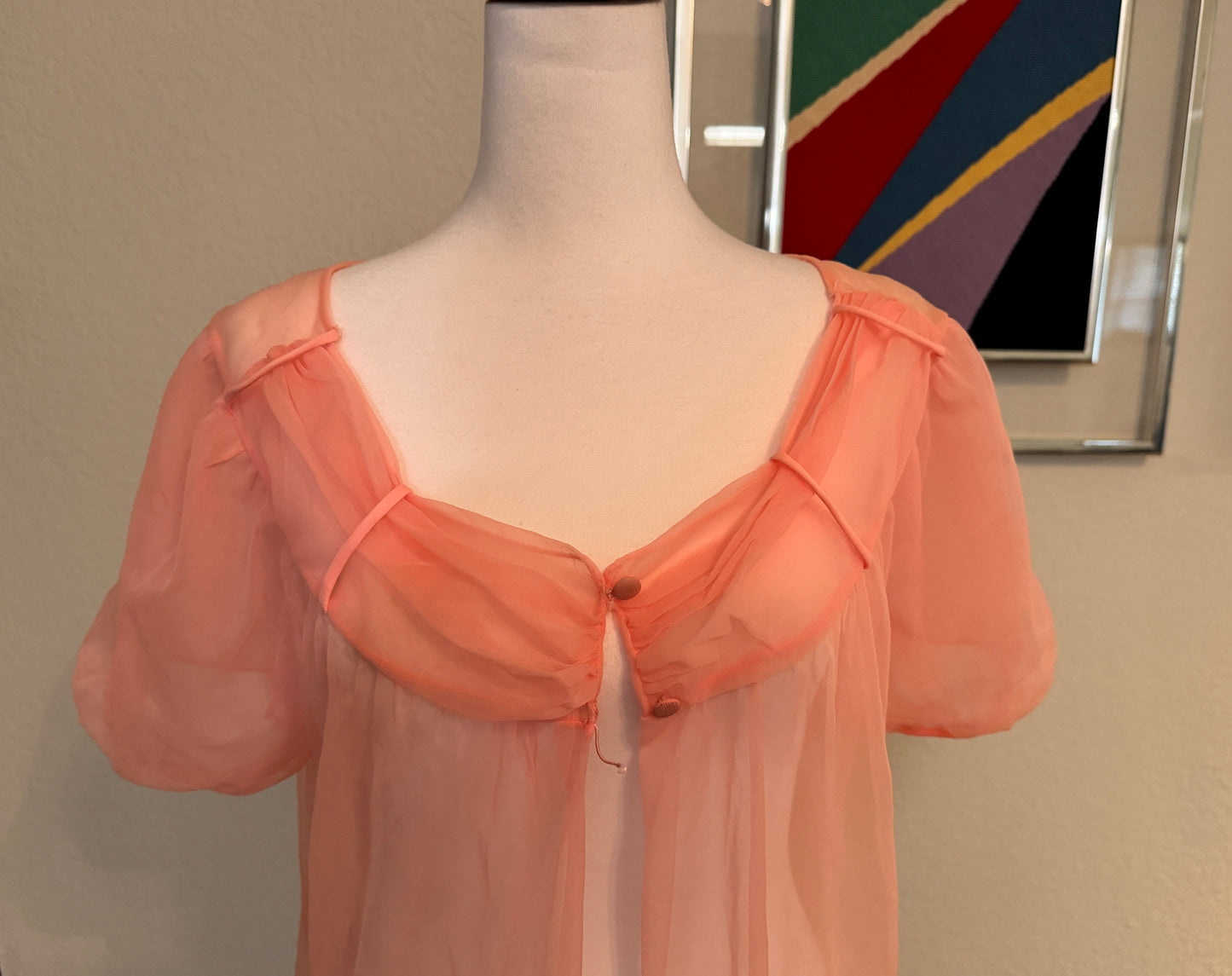 Pink Sheer Nightgown, Bed Jacket - Sears - Size 34" - 38"