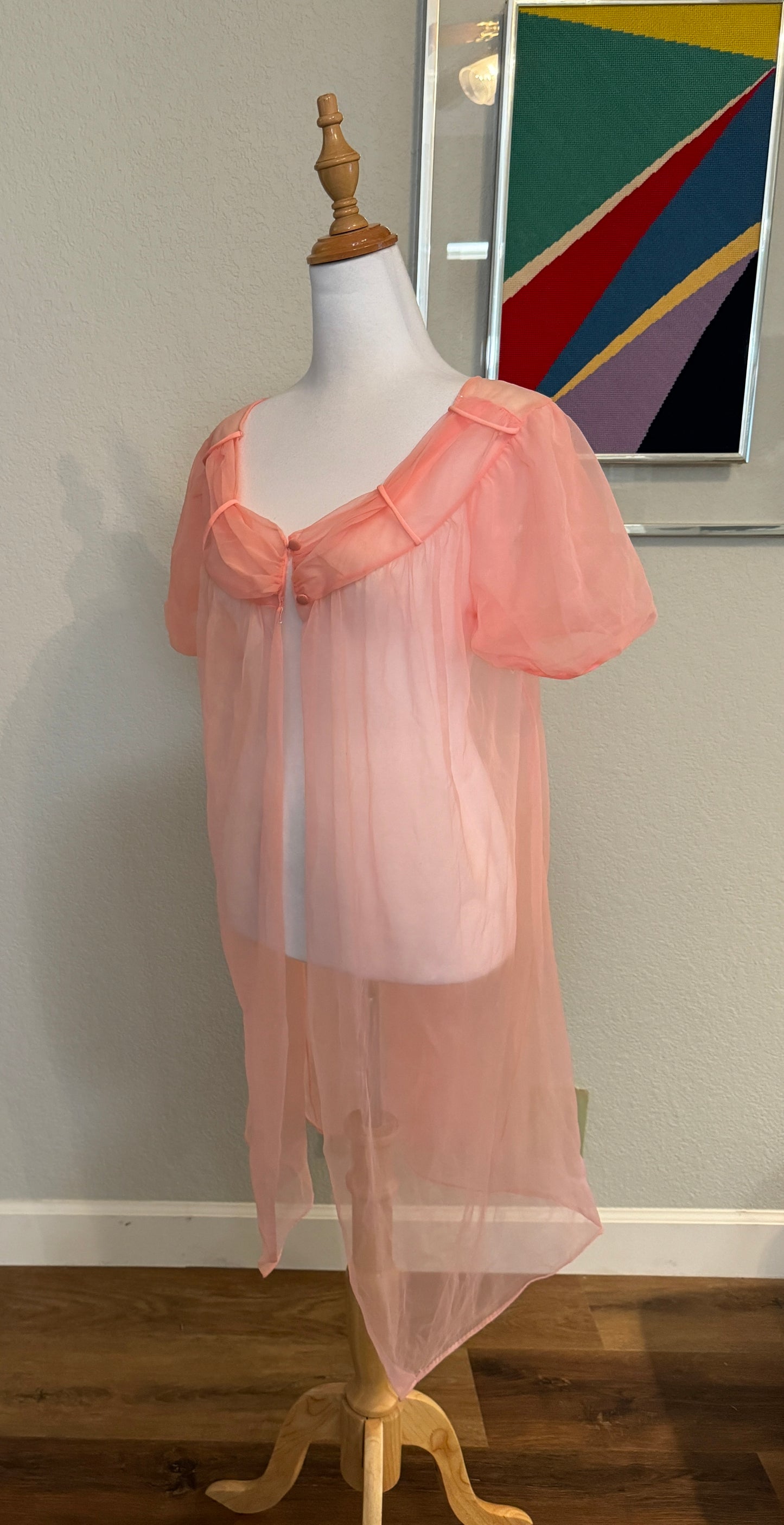 Pink Sheer Nightgown, Bed Jacket - Sears - Size 34" - 38"