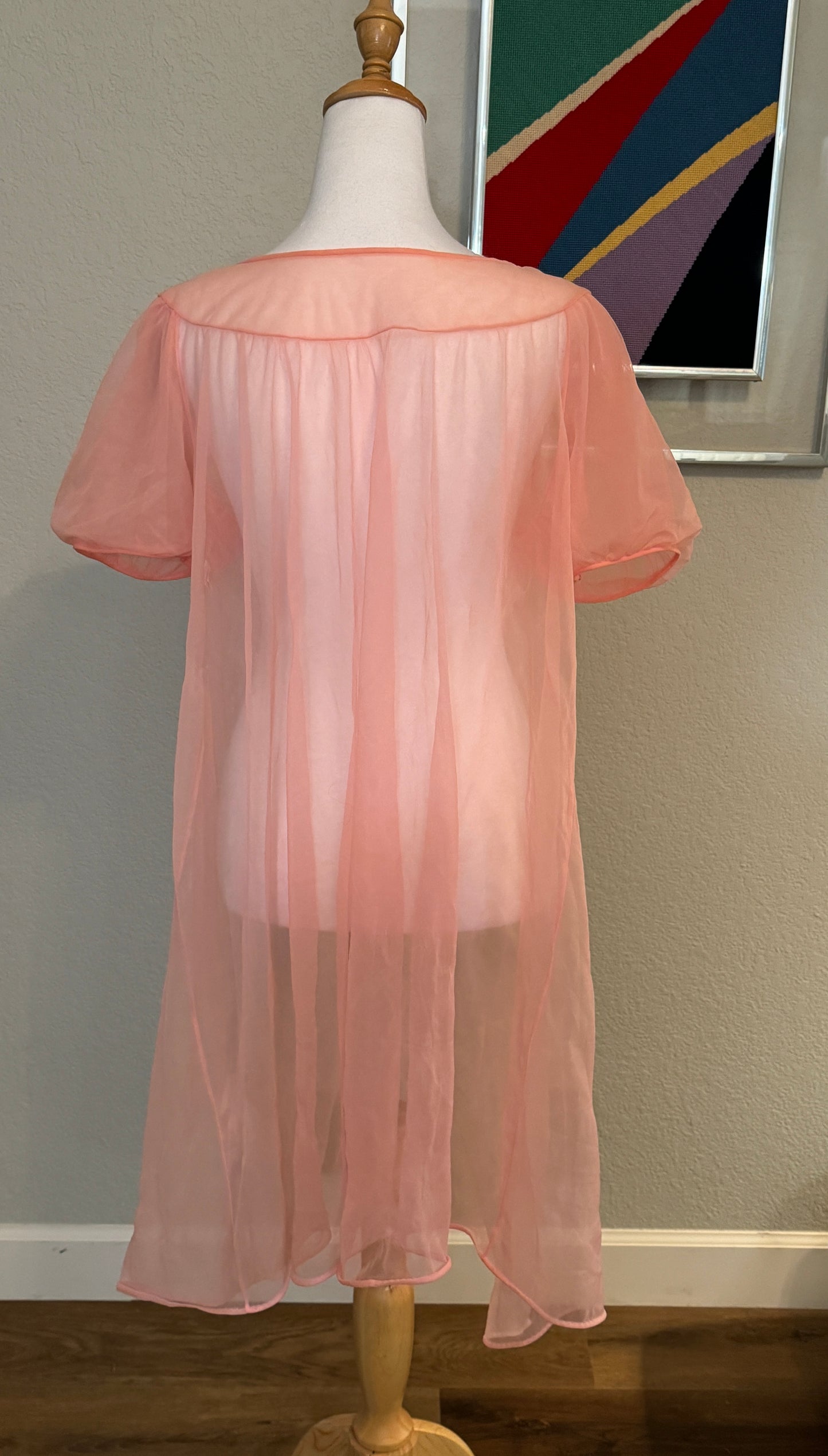 Pink Sheer Nightgown, Bed Jacket - Sears - Size 34" - 38"