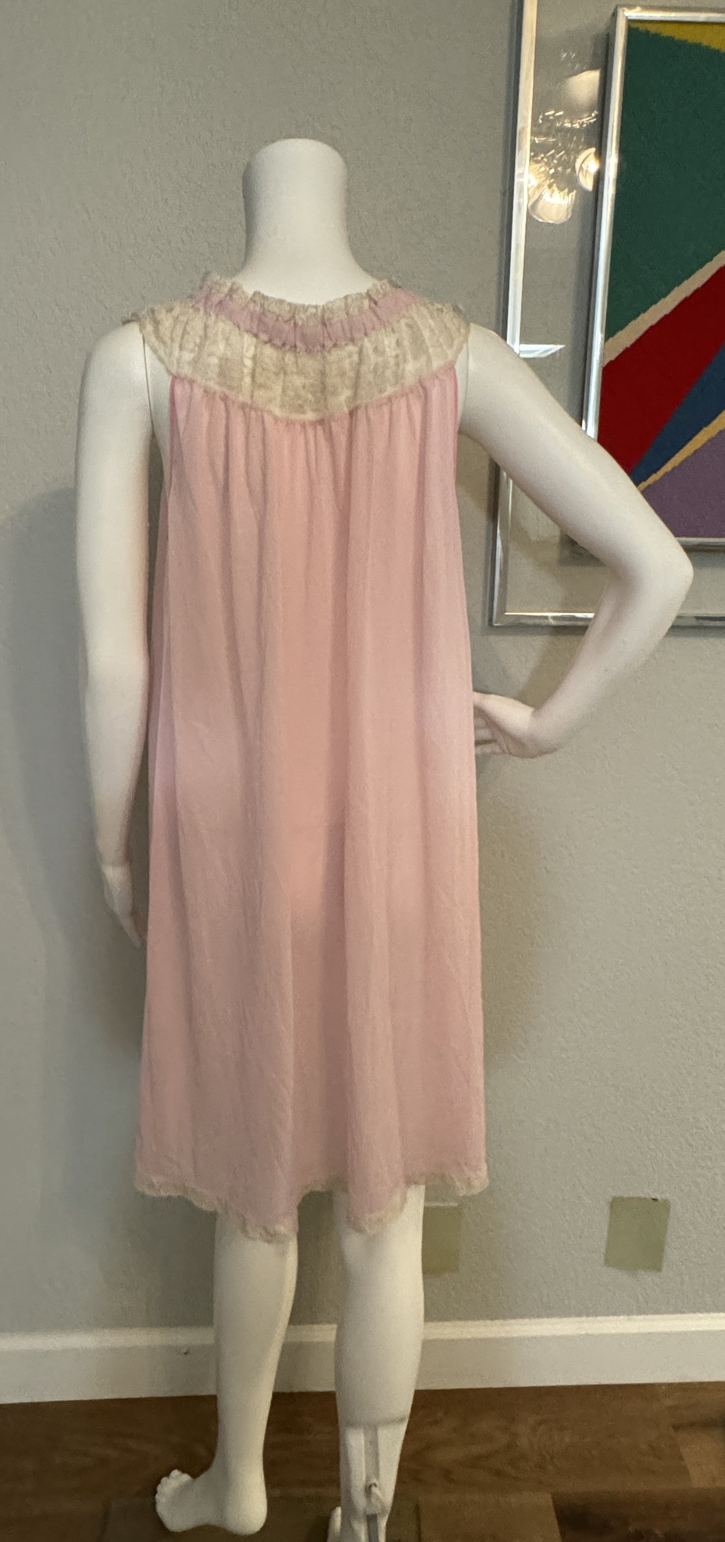 Hollywood Vassarette Sheer Pink Nightgown (Small)