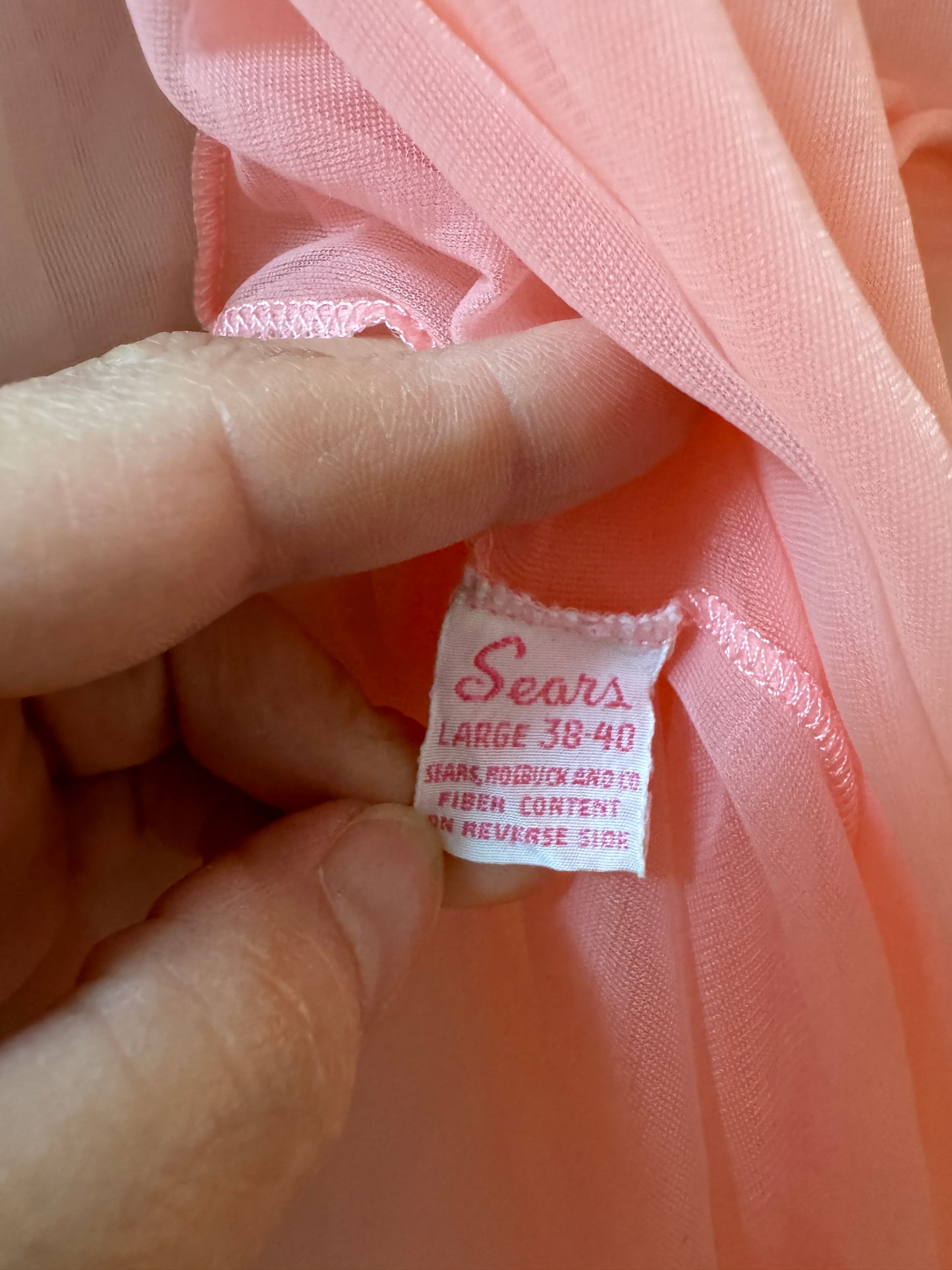 Pink Sheer Nightgown, Bed Jacket - Sears - Size 34" - 38"