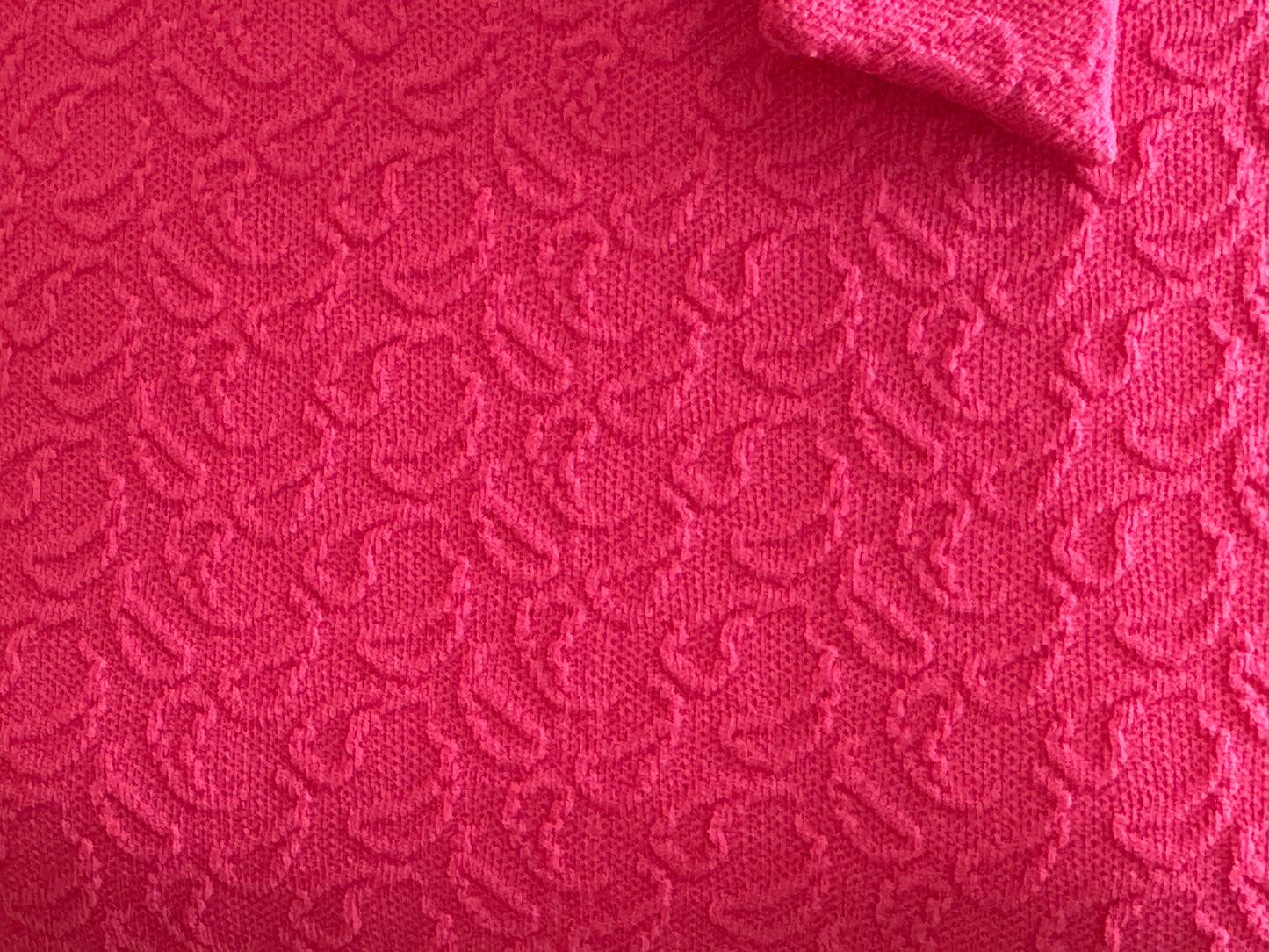 Vintage Fuchsia Brocade Top & Pencil Skirt Set – Union Made – Bow Neckline – Back Hooks & Zipper – Short Sleeve – Hot Pink