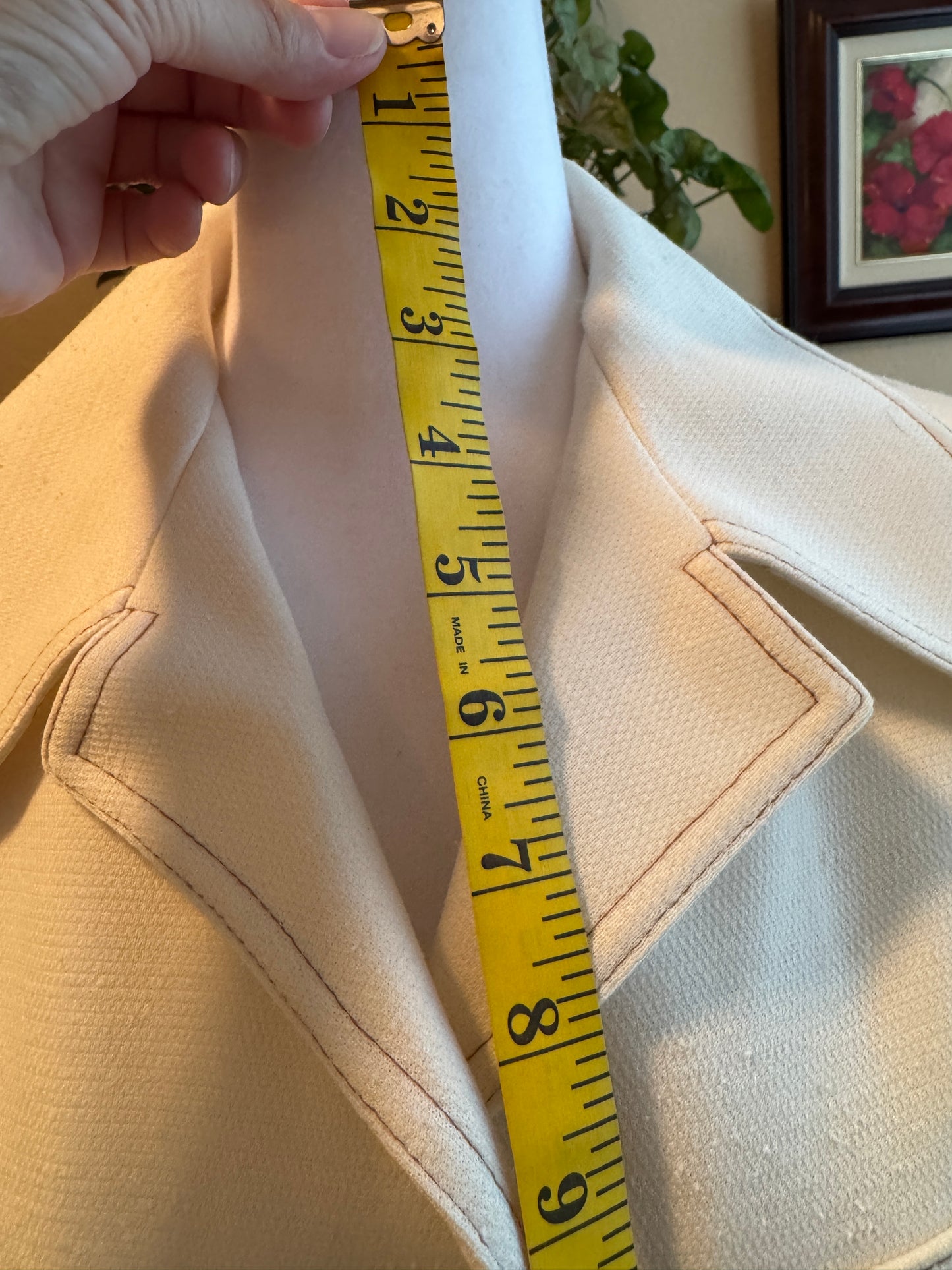 Vintage Act III Vintage Off-White Safari Jacket & Wide Leg Pants Set, Union Made, Belted, 5 Buttons, Chest Pockets, Polyester, 1970s