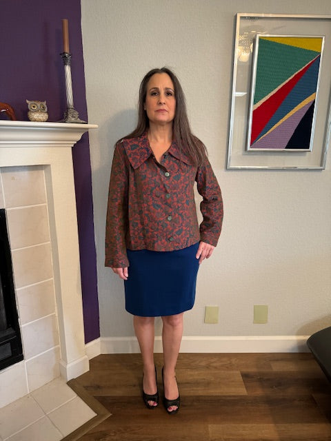 Vintage Be-Tee, Be Young Originals, Long Sleeve Collared Jacket with vibrant floral print, Size M