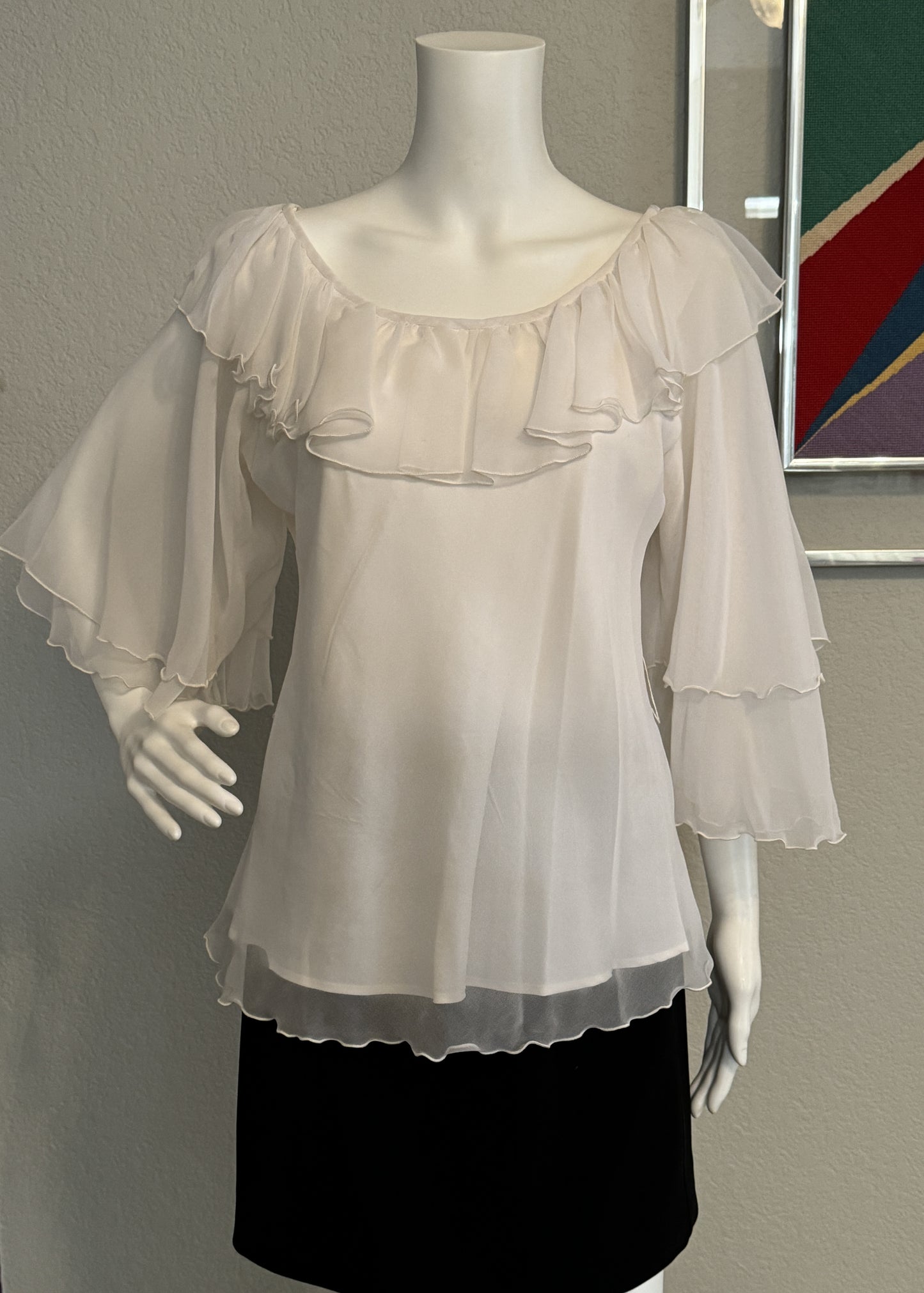 White Three-Quarter Length Sleeves Blouse