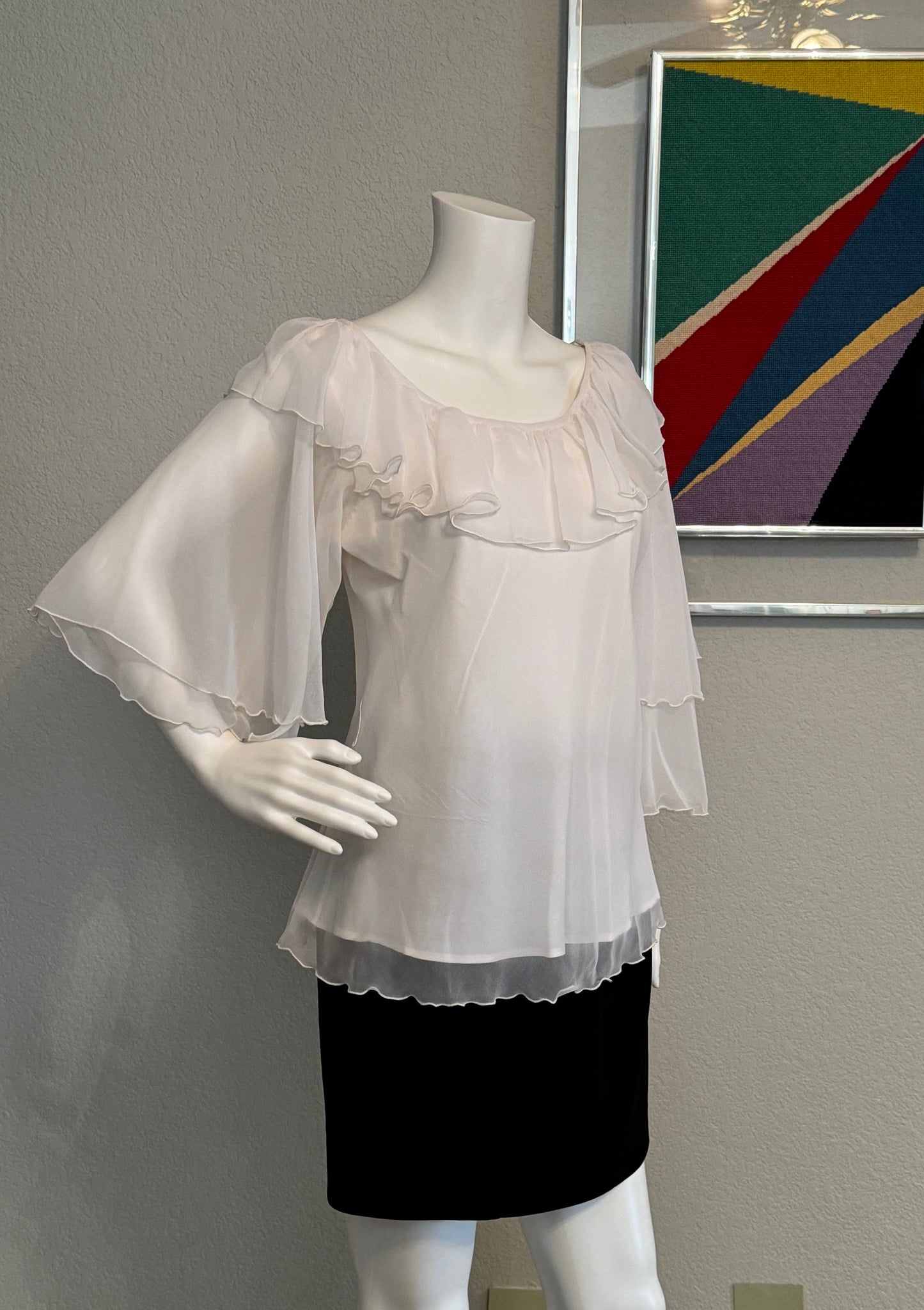 White Three-Quarter Length Sleeves Blouse