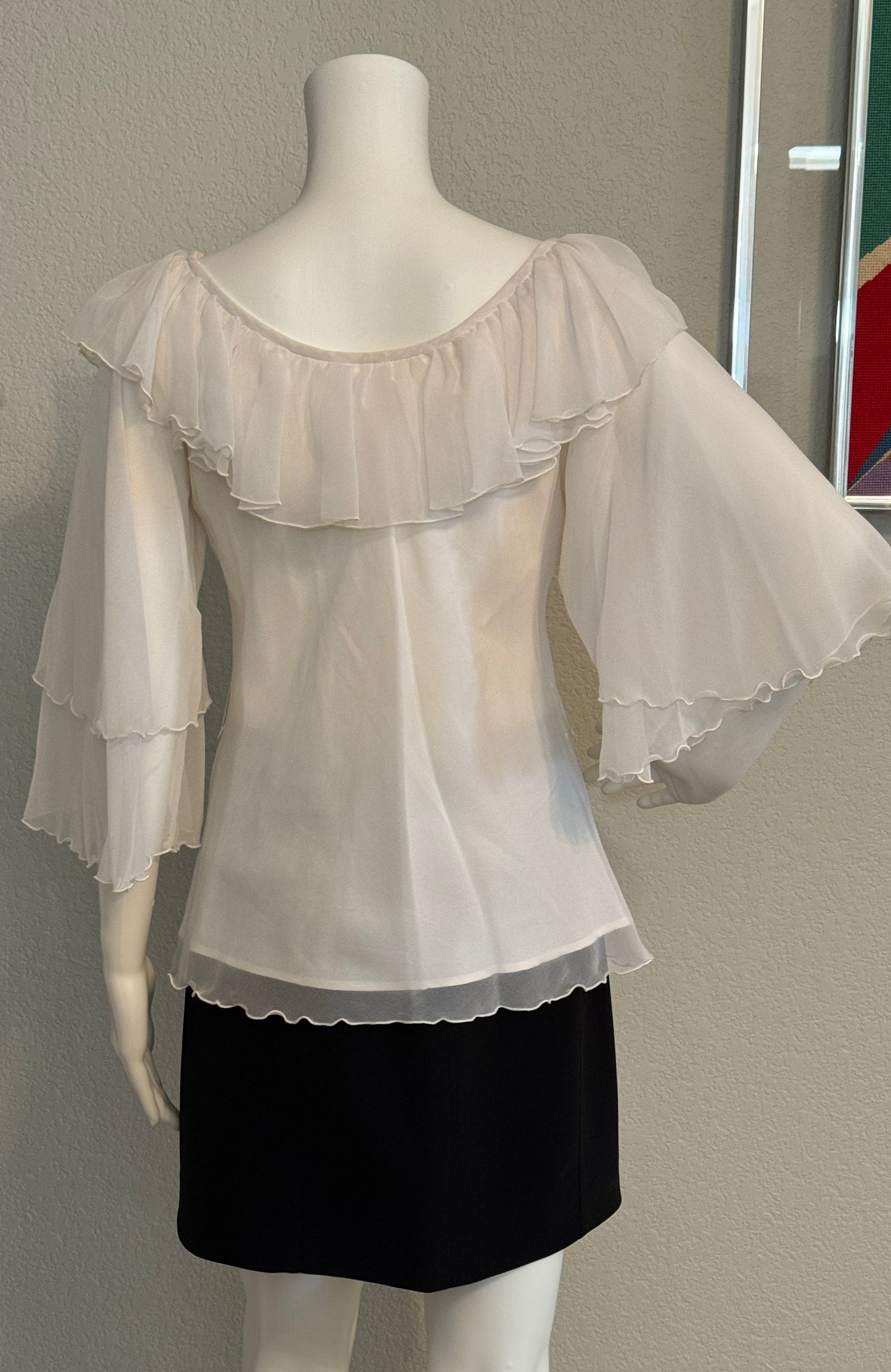 White Three-Quarter Length Sleeves Blouse