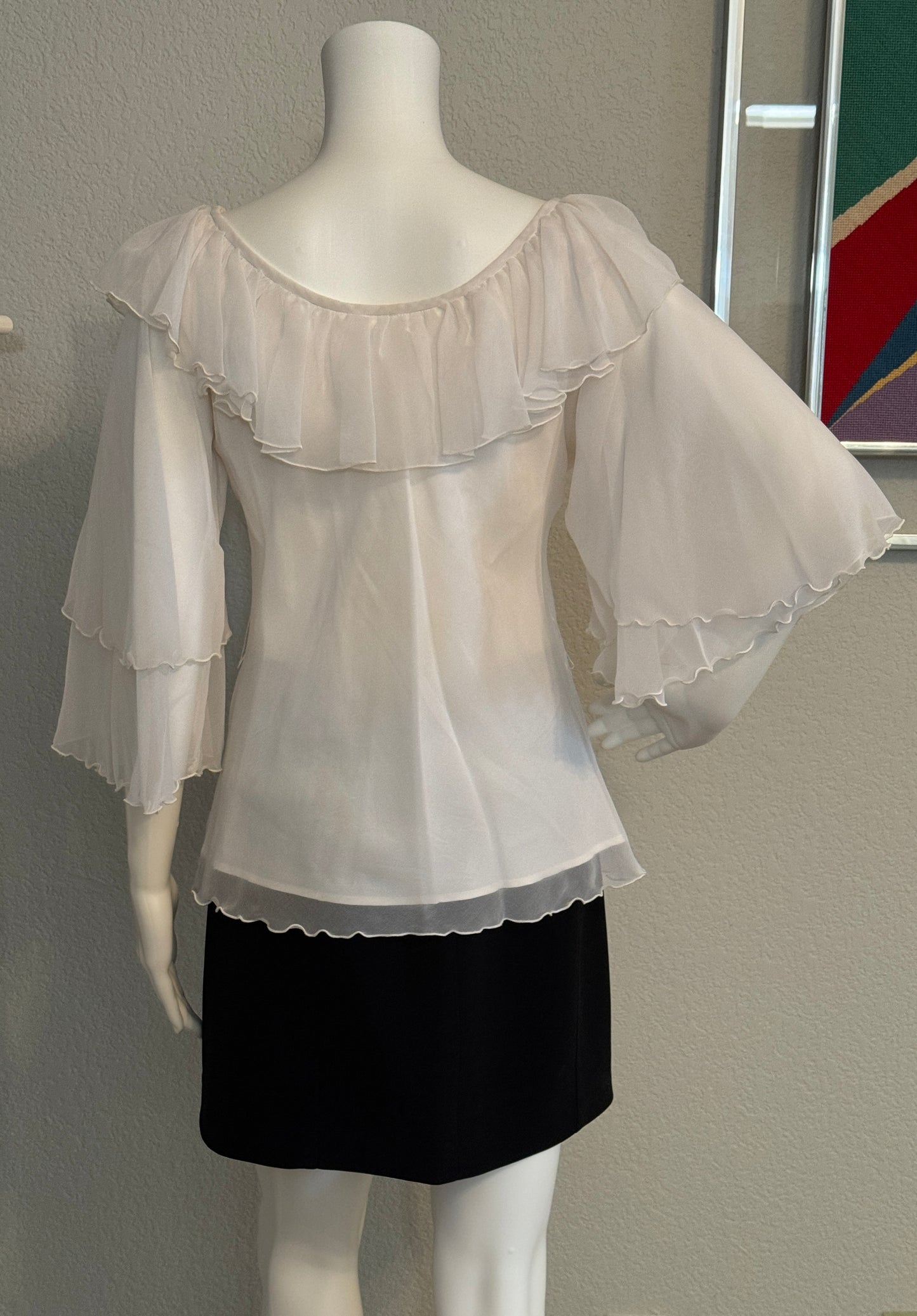 White Three-Quarter Length Sleeves Blouse