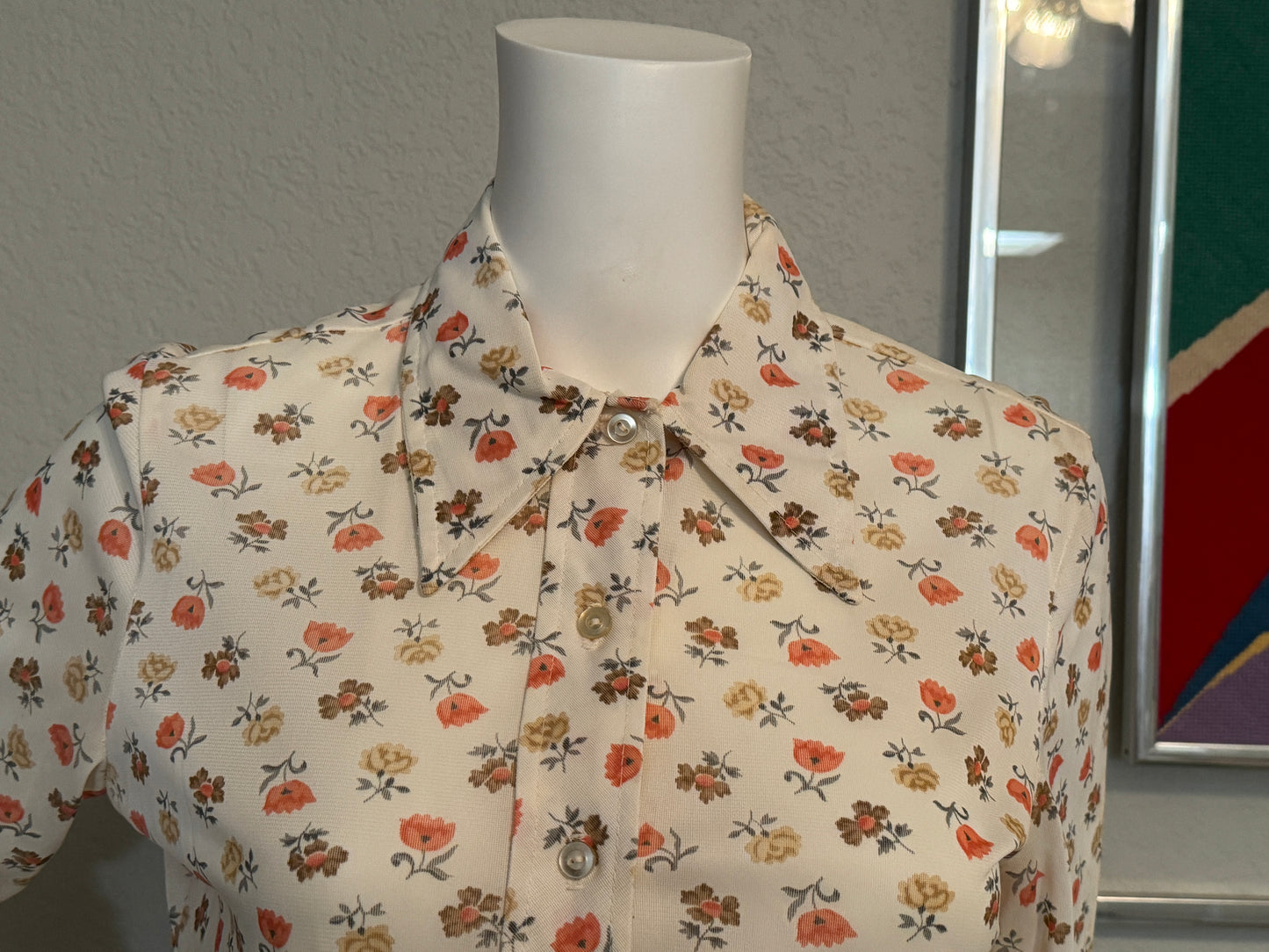 Vintage Montgomery Ward Long Sleeve Women’s Blouse with Flowers