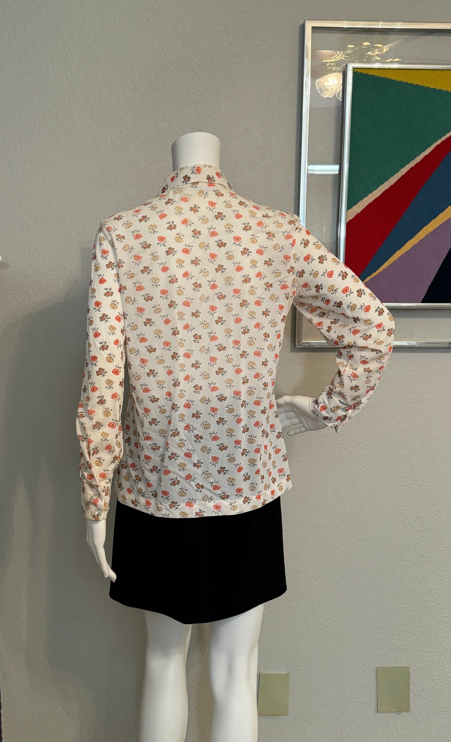 Vintage Montgomery Ward Long Sleeve Women’s Blouse with Flowers