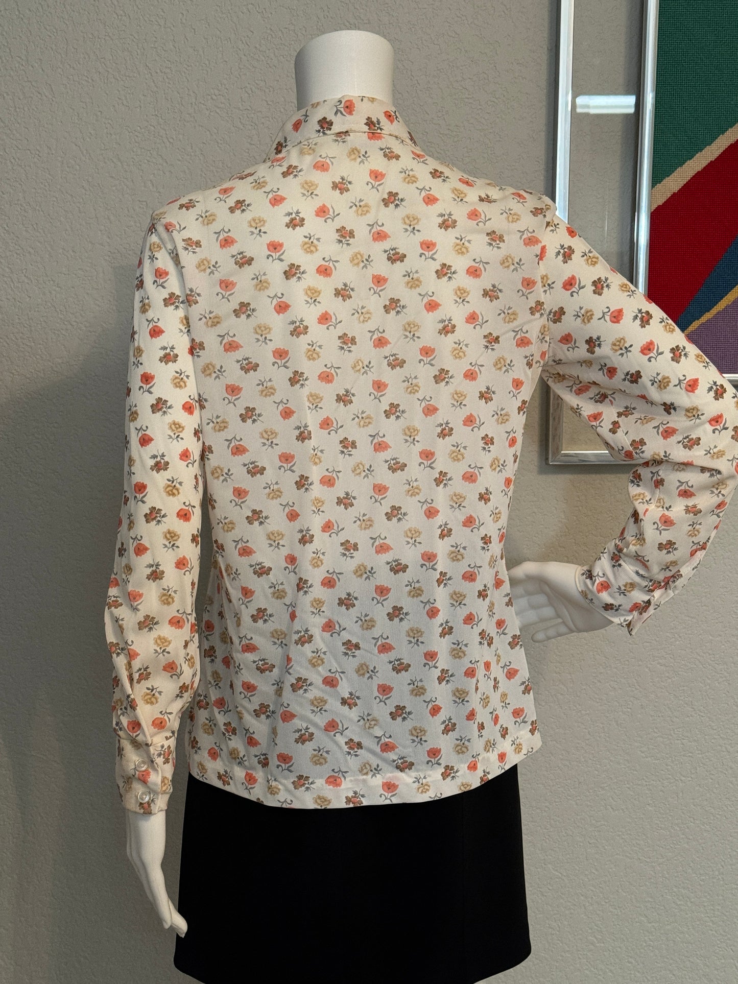 Vintage Montgomery Ward Long Sleeve Women’s Blouse with Flowers