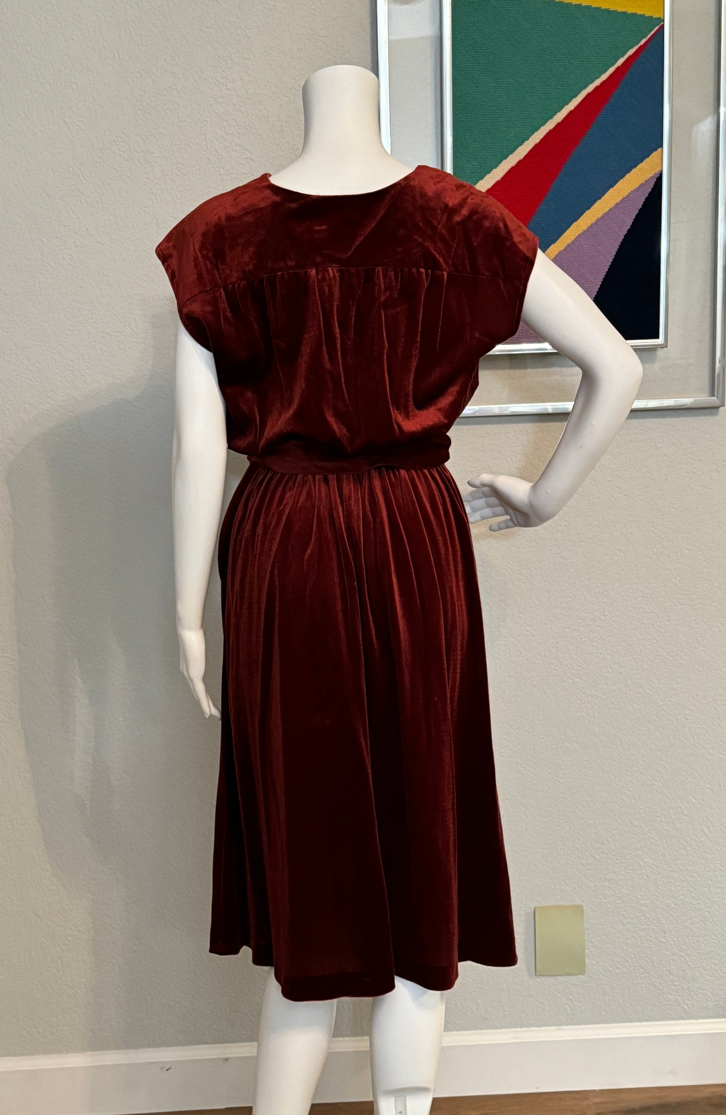 PBJ Velvet Maroon Valour Dress with Belt - Vintage Size 13