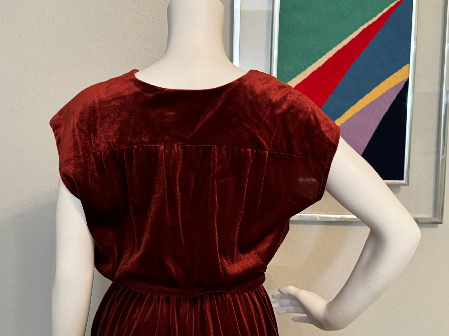 PBJ Velvet Maroon Valour Dress with Belt - Vintage Size 13