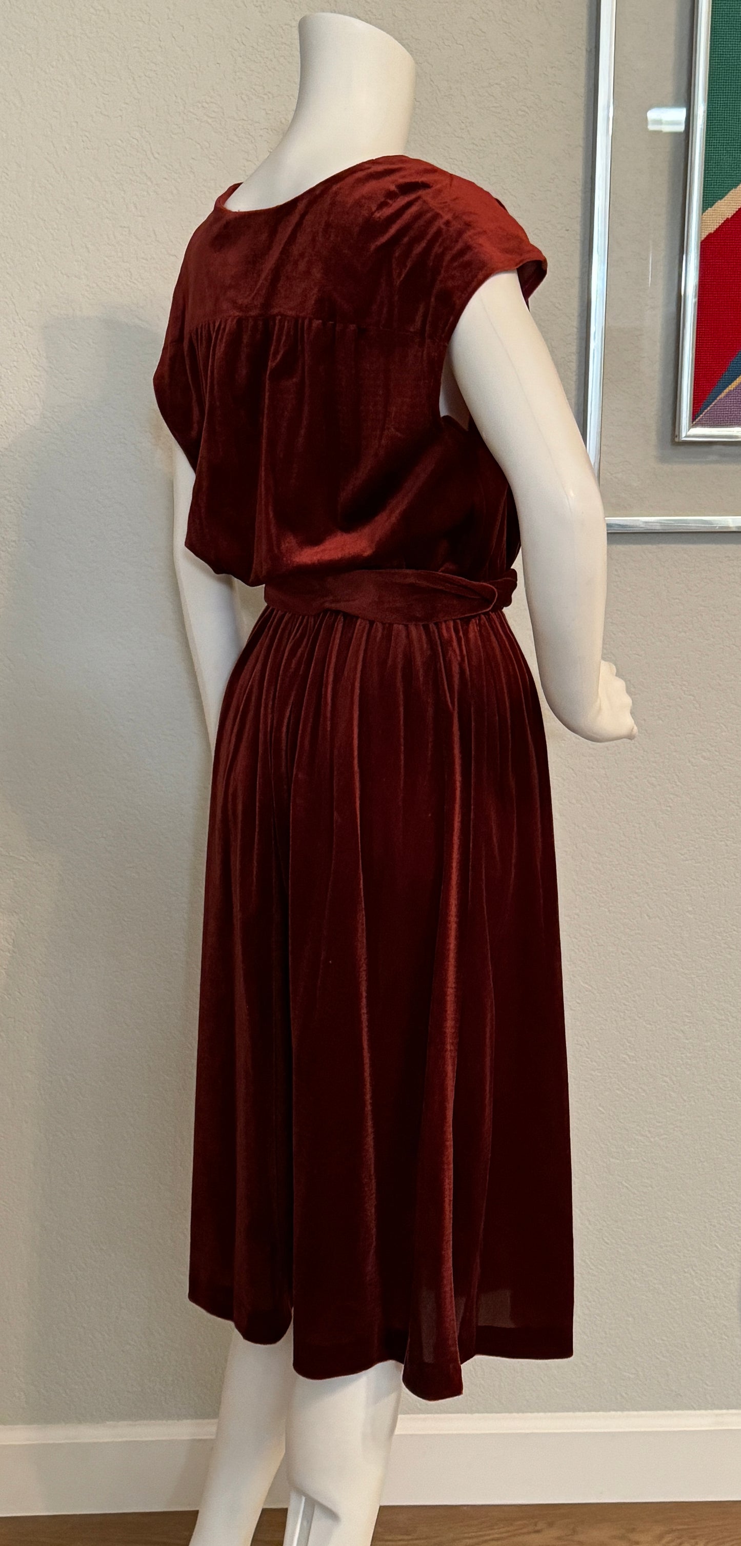 PBJ Velvet Maroon Valour Dress with Belt - Vintage Size 13