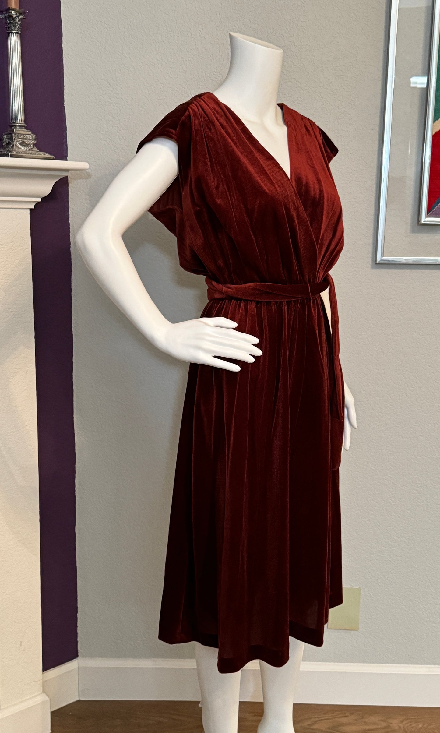 PBJ Velvet Maroon Valour Dress with Belt - Vintage Size 13