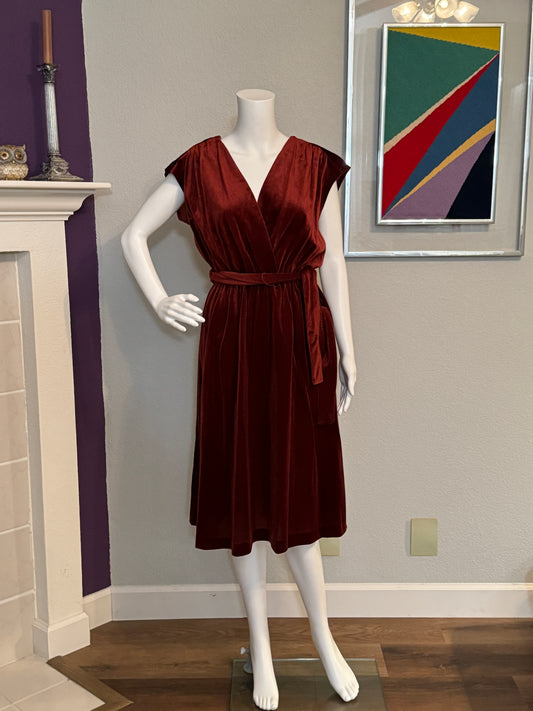 PBJ Velvet Maroon Valour Dress with Belt - Vintage Size 13