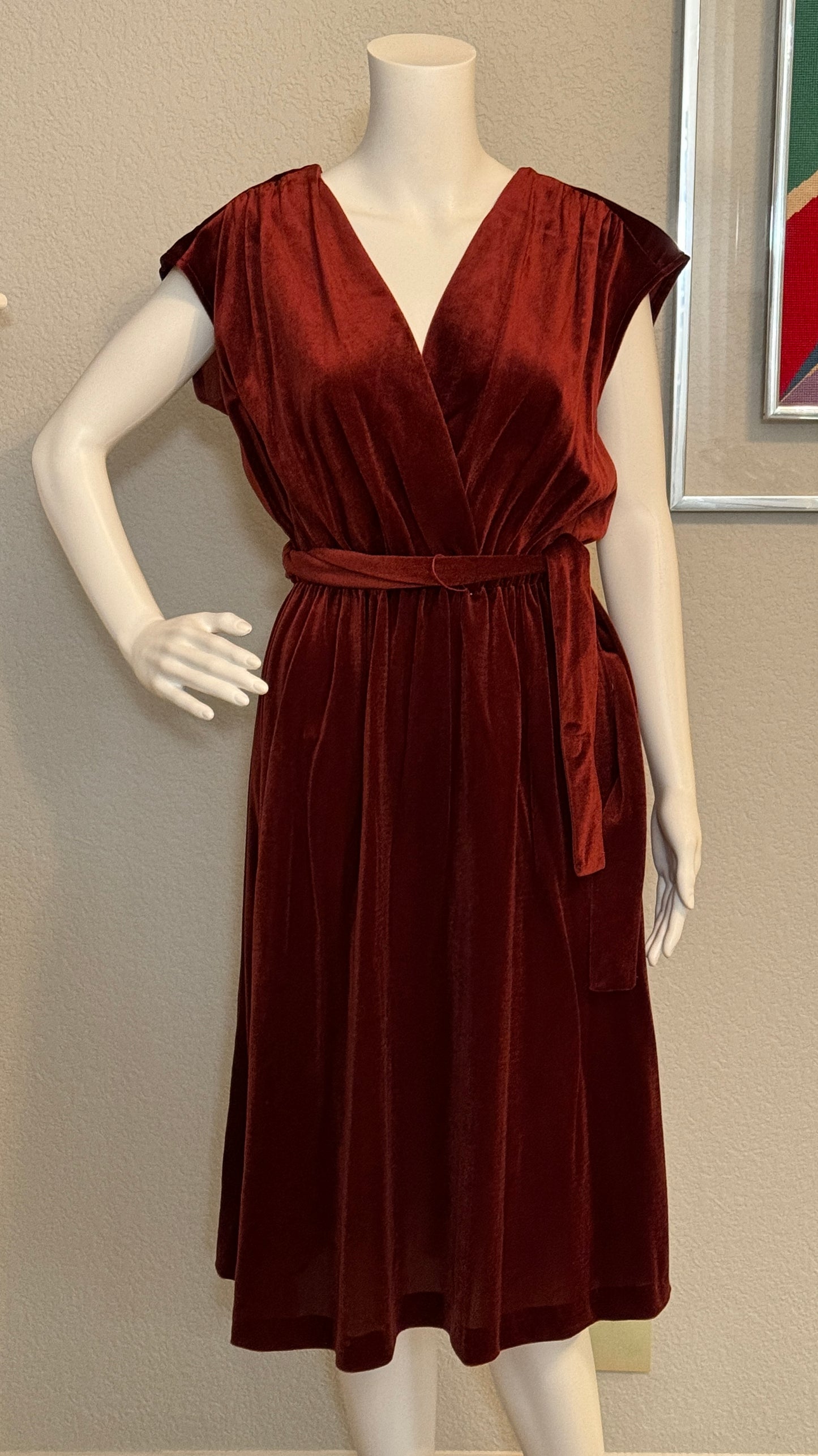 PBJ Velvet Maroon Valour Dress with Belt - Vintage Size 13