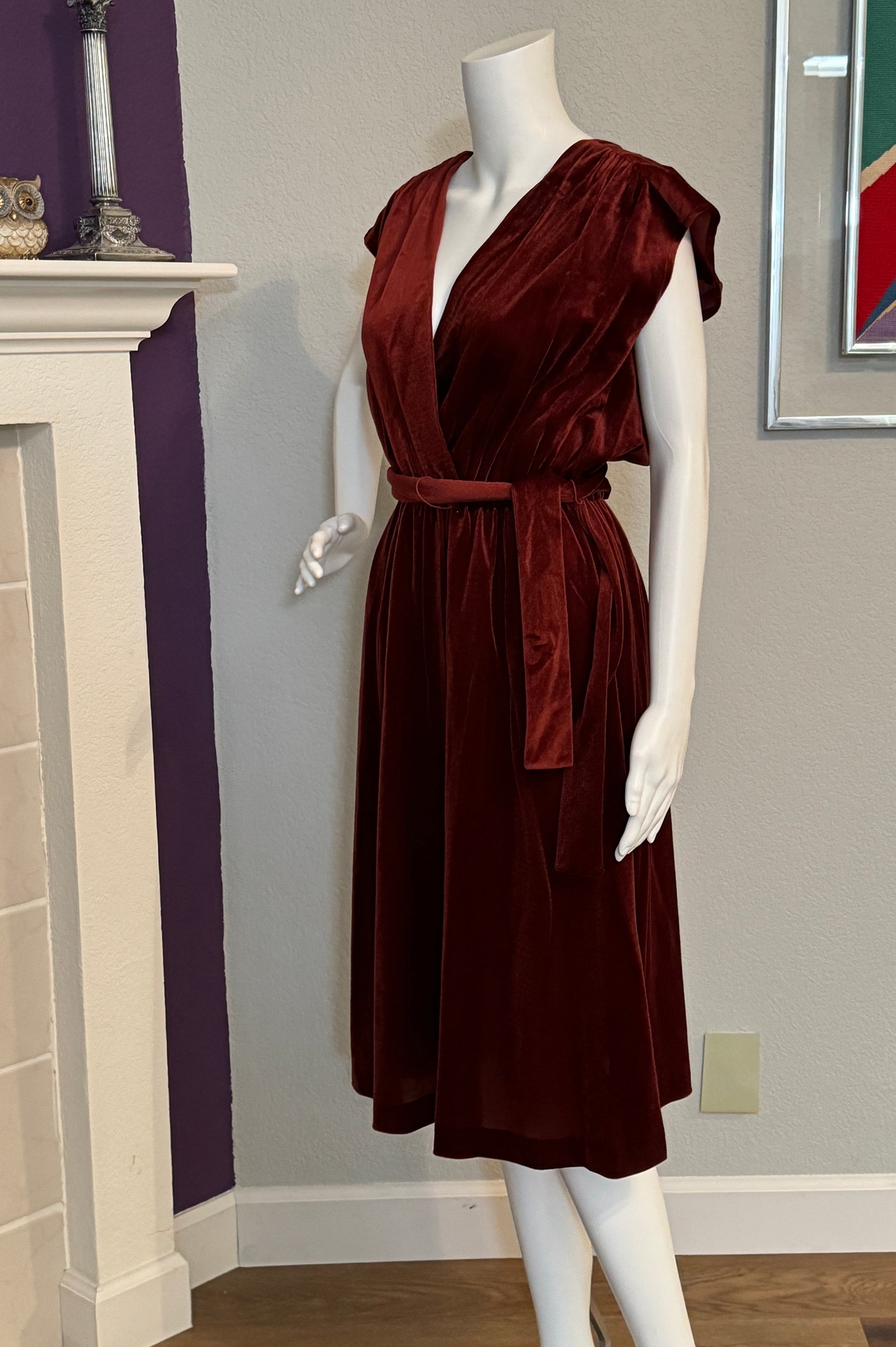 PBJ Velvet Maroon Valour Dress with Belt - Vintage Size 13