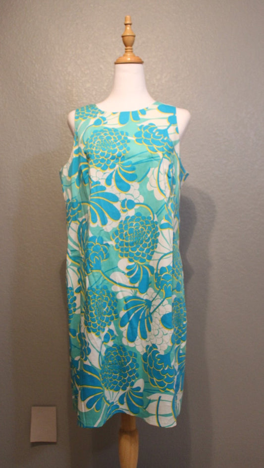 London Times Flower Sleeveless Cotton Dress (M)
