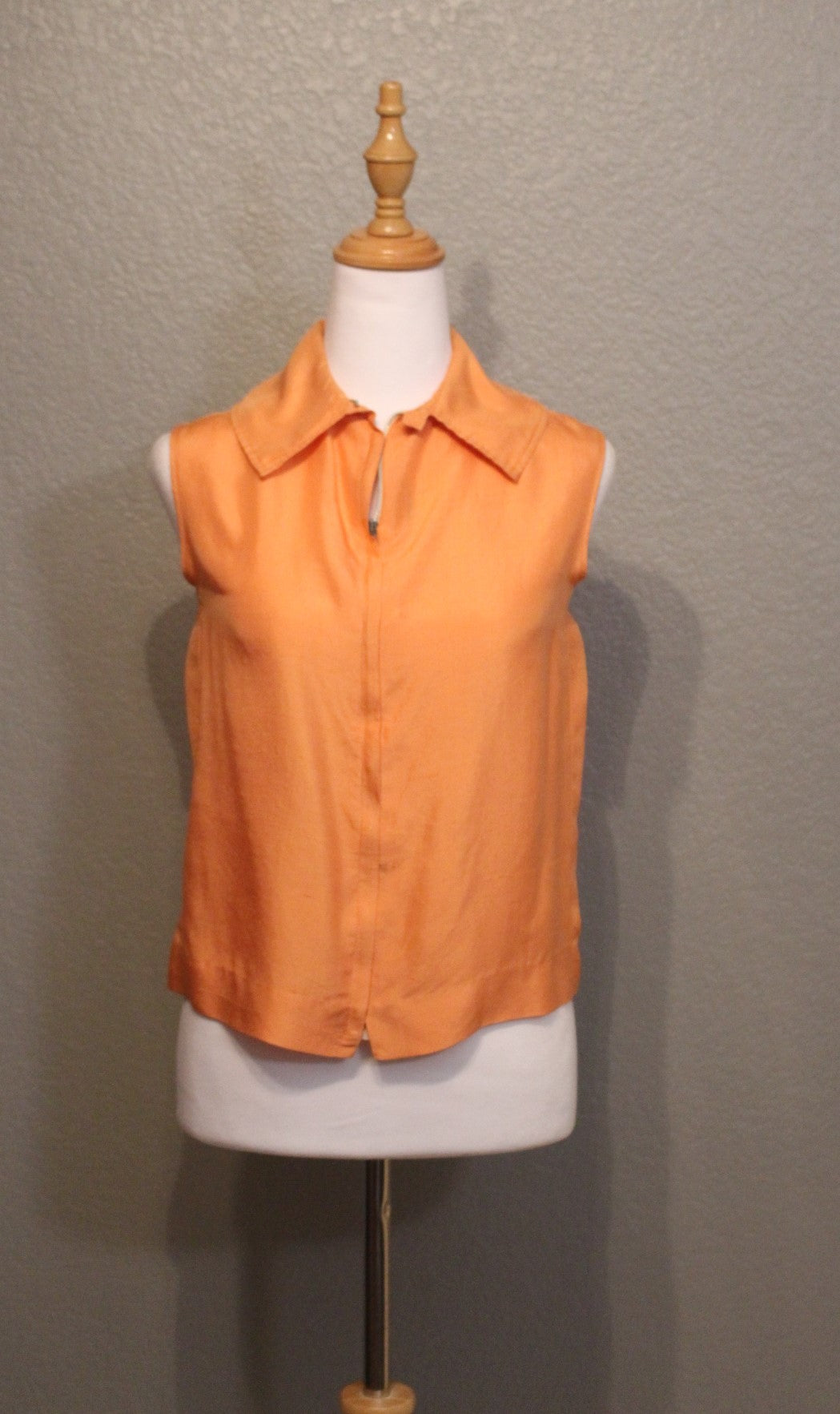 Mr. James Boutique Orange 100% Silk Shirt with Front Zipper