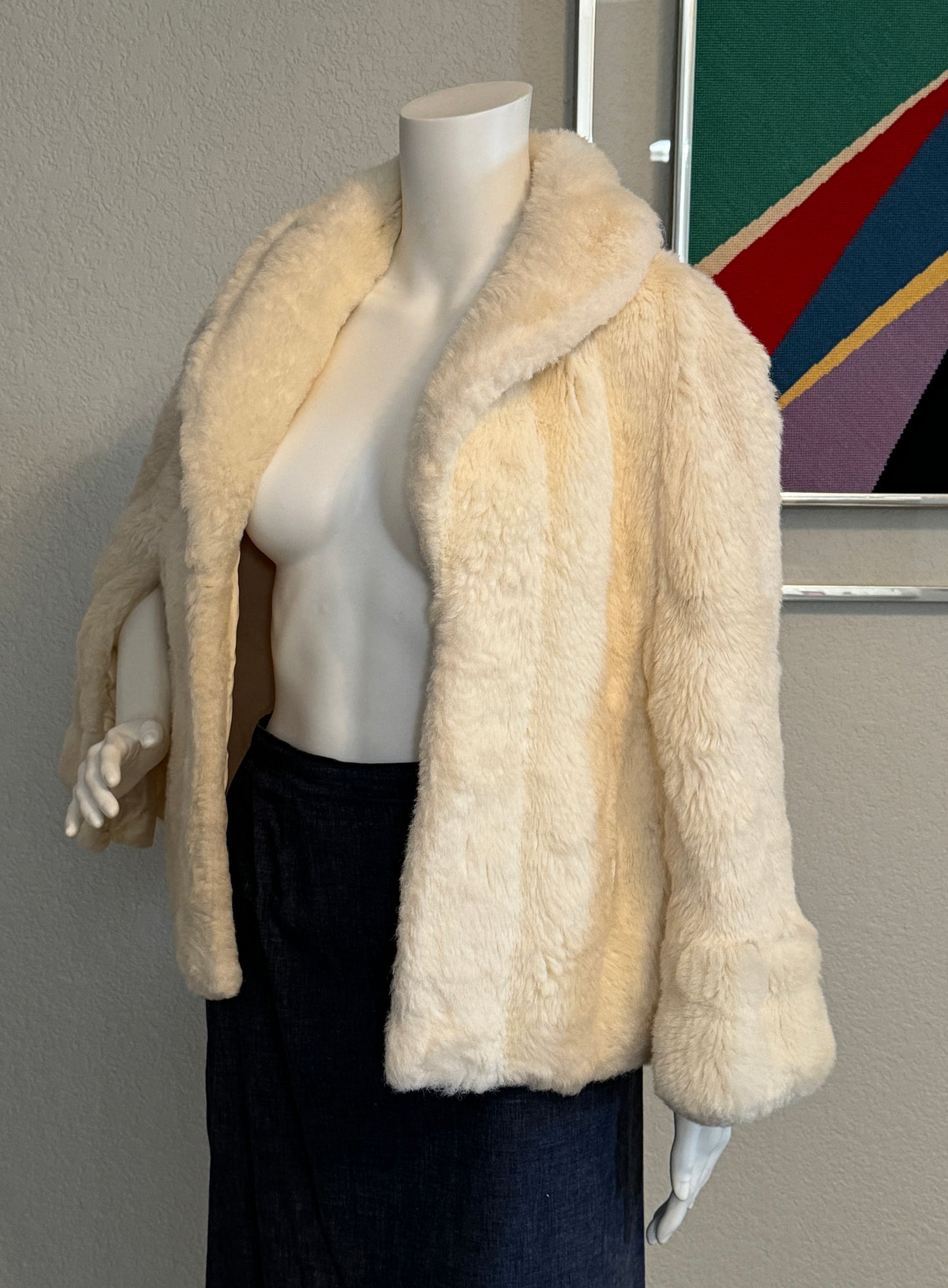 Off-White Faux Fur Vintage Swing Jacket