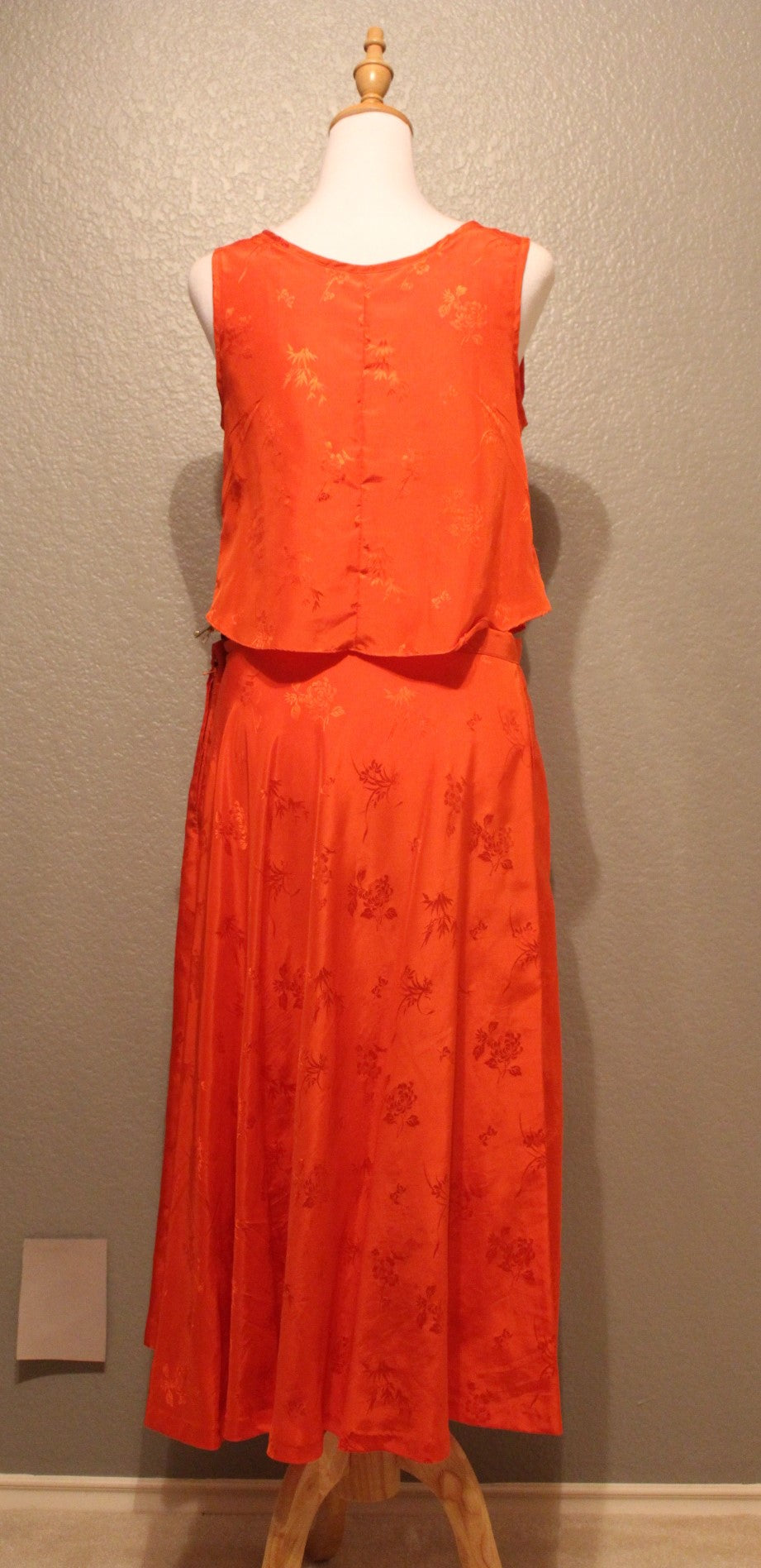 Vibrant Orange / Red Sleeveless Shirt and Matching Skirt