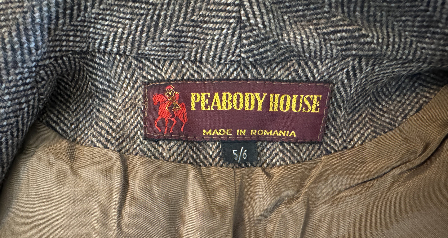 Peabody House Brown Herringbone Blazer Jacket Romania, Size 5/7