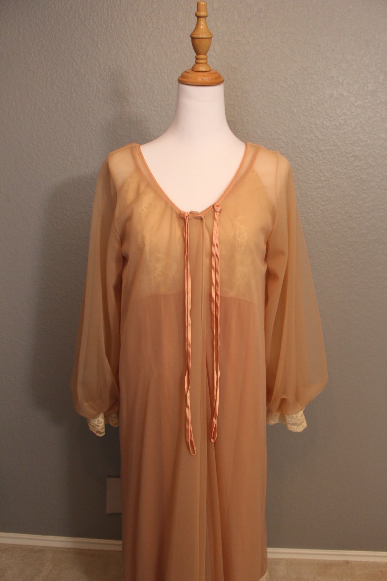 Sleevelesss Light Peach Nightgown and Robe