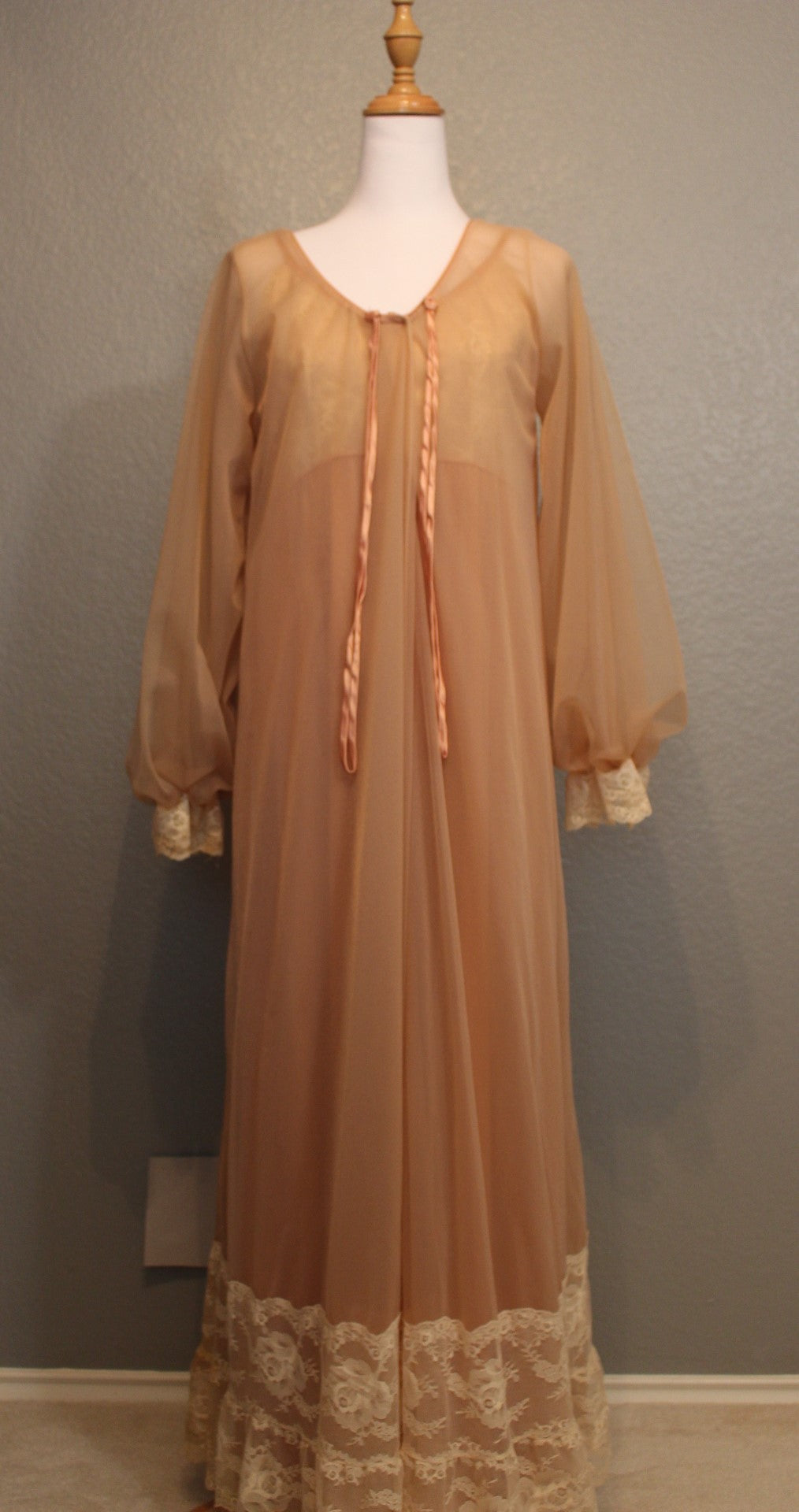 Sleevelesss Light Peach Nightgown and Robe