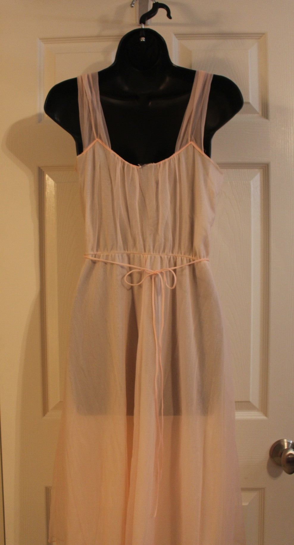 Pink Chiffon Nightgown with Flowers Size (S)