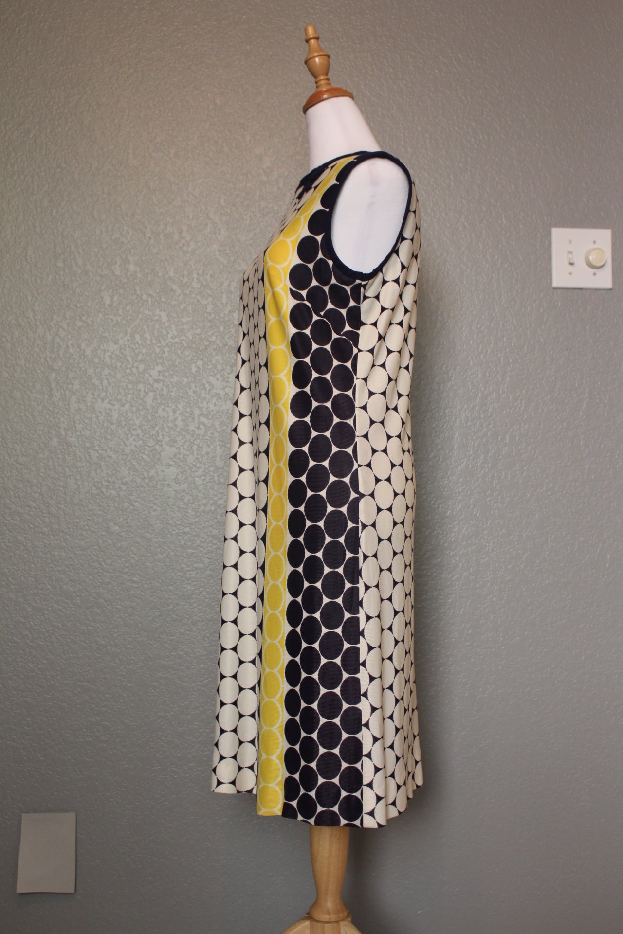 Prissy Cotton Sleeveless Off-White, Blue and Yellow Dotted Dress