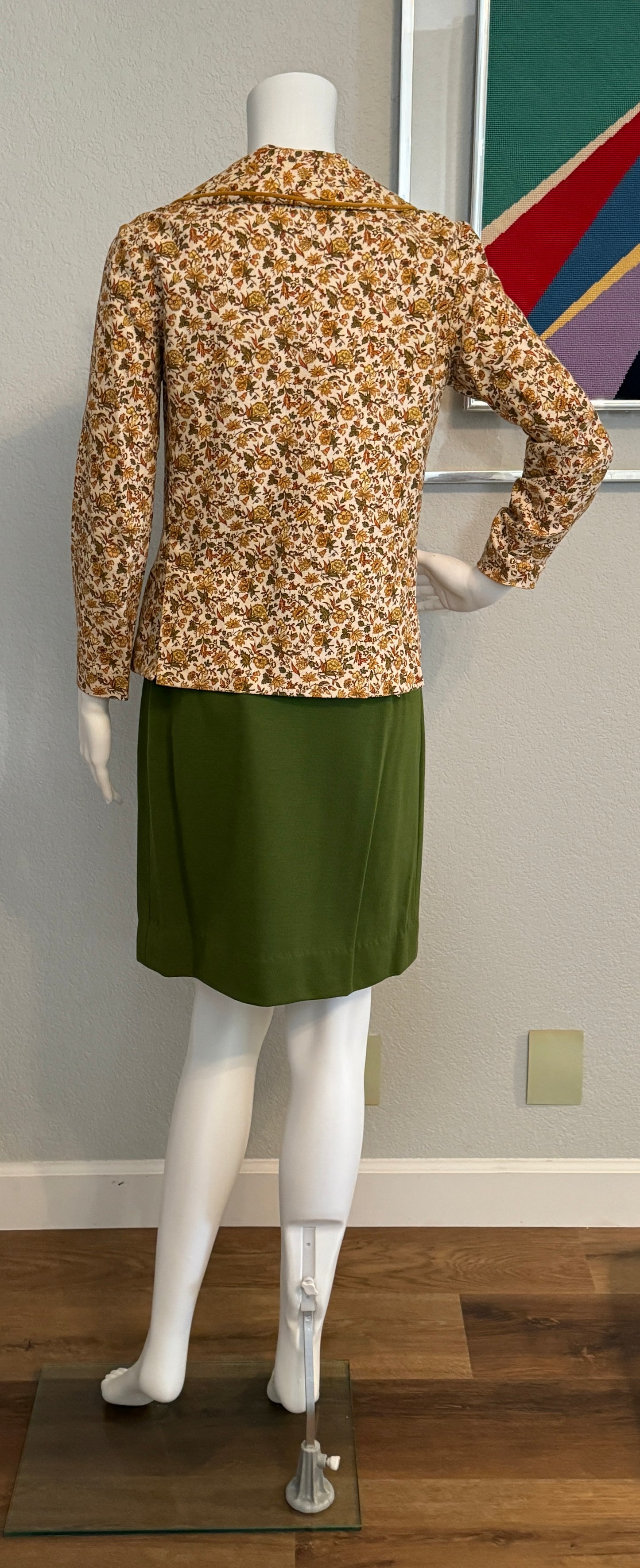 Robbie Rivers Army Green, Gold, Brown Flower Jacket & Catilina Army Green Skirt