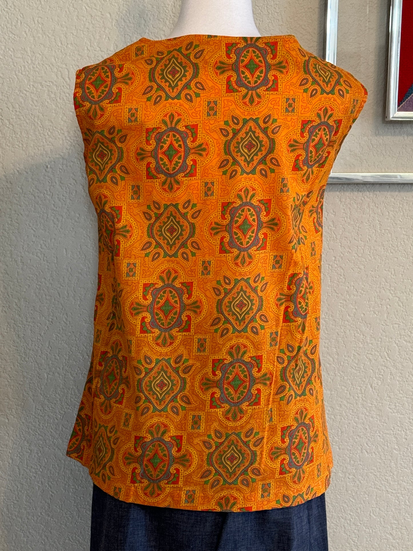 Sleeveless Orange Shirt with Paisley & Other Patterned Shirt (Small)