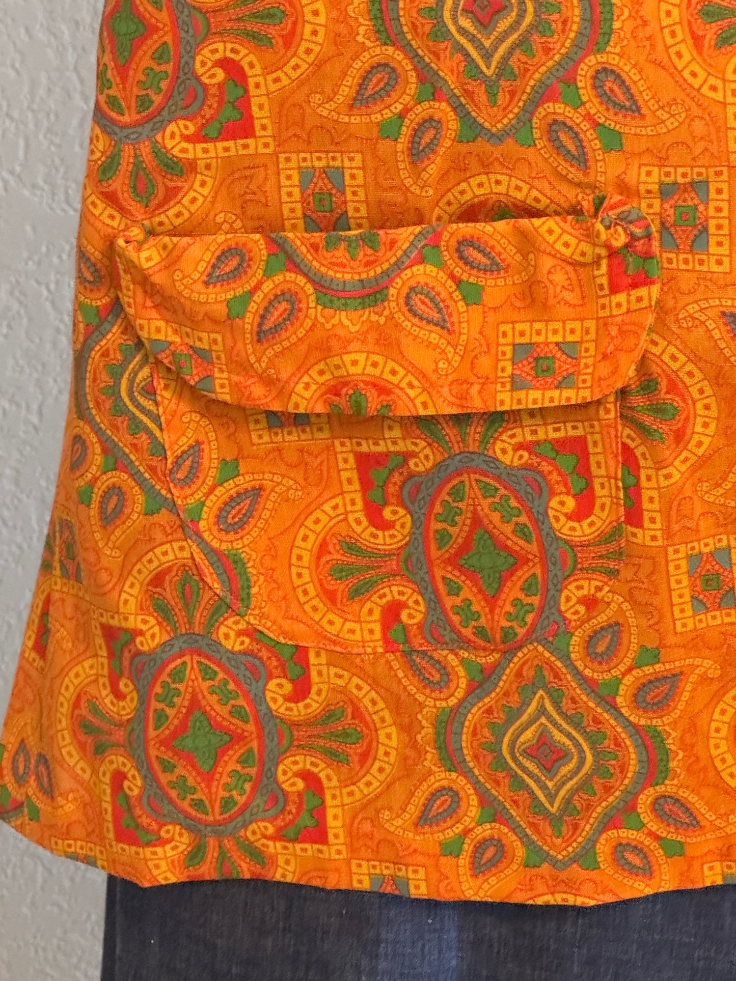 Sleeveless Orange Shirt with Paisley & Other Patterned Shirt (Small)