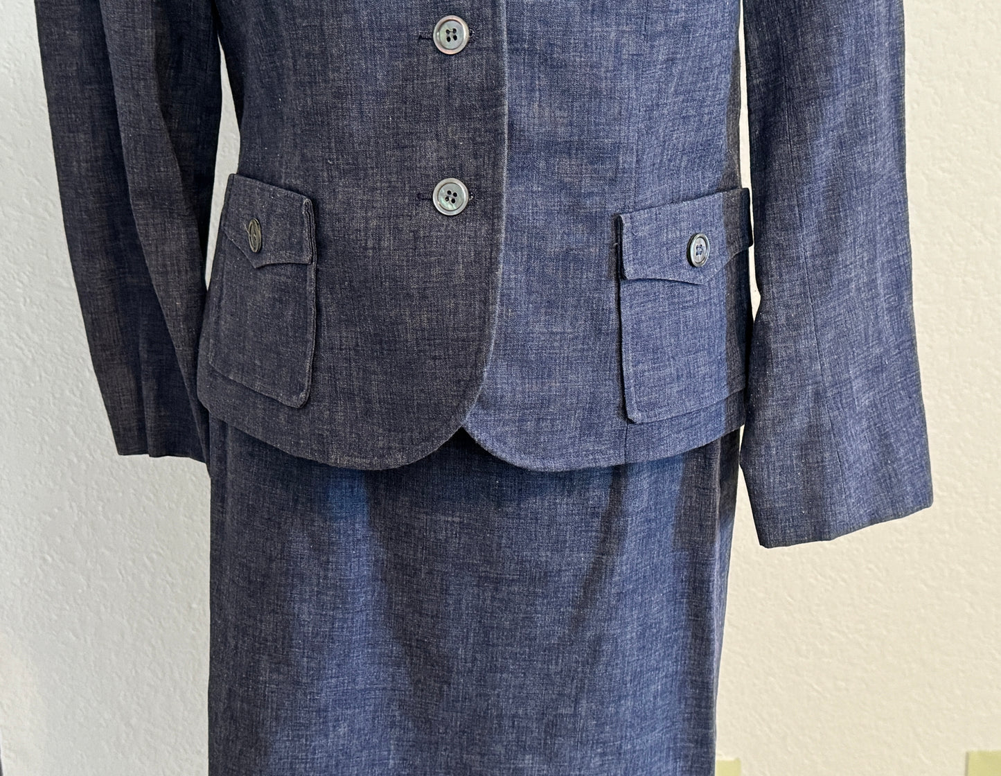 The Villager Navy Blue Jean Jacket and Skirt Suit