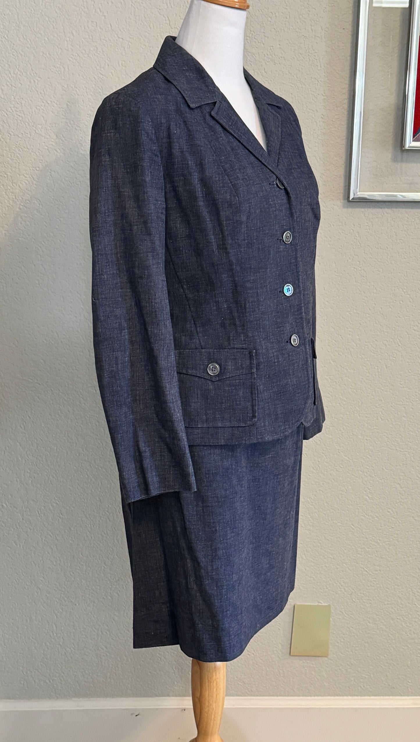 The Villager Navy Blue Jean Jacket and Skirt Suit